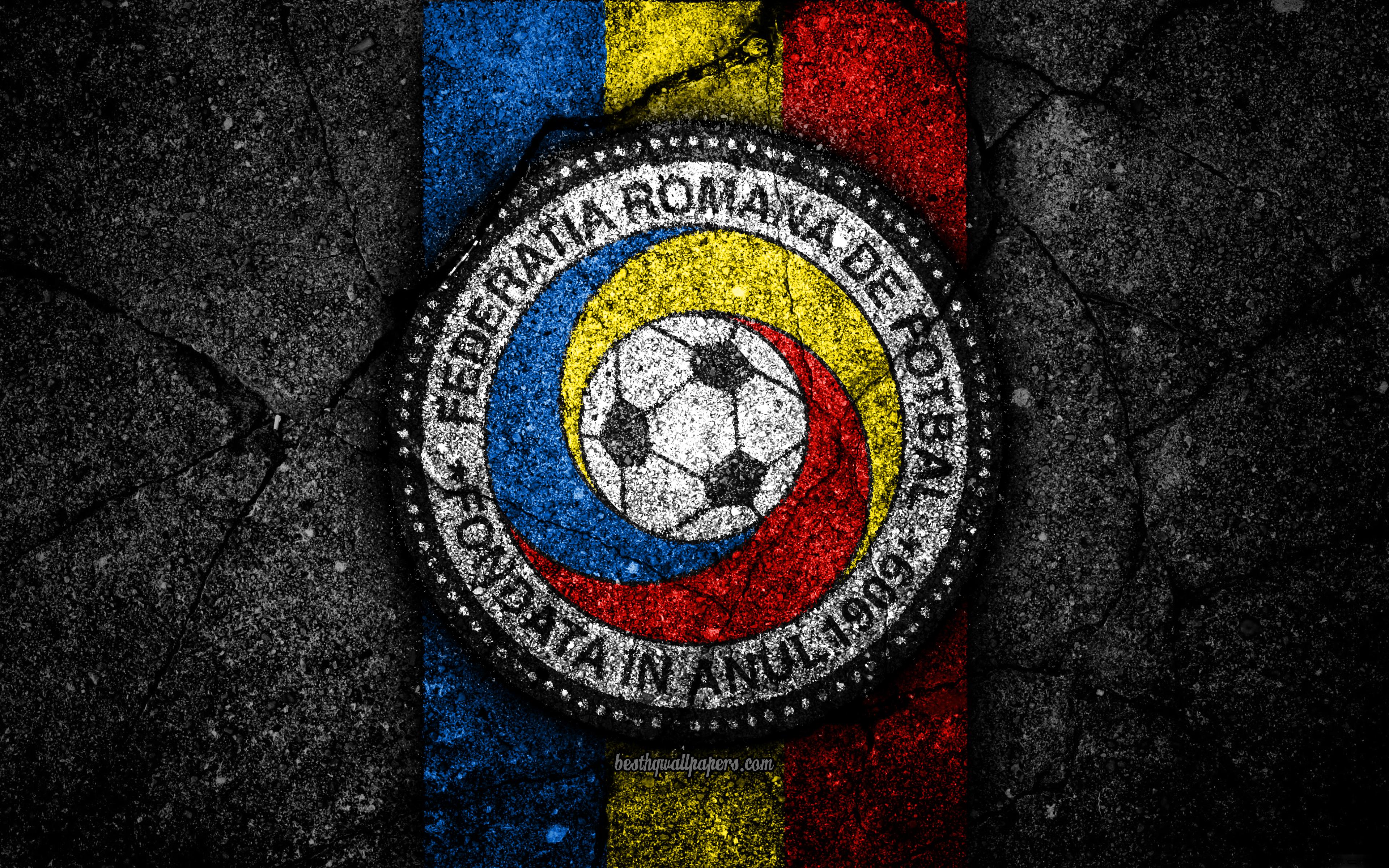 Download wallpaper Romanian football team, 4k, emblem, UEFA, Europe