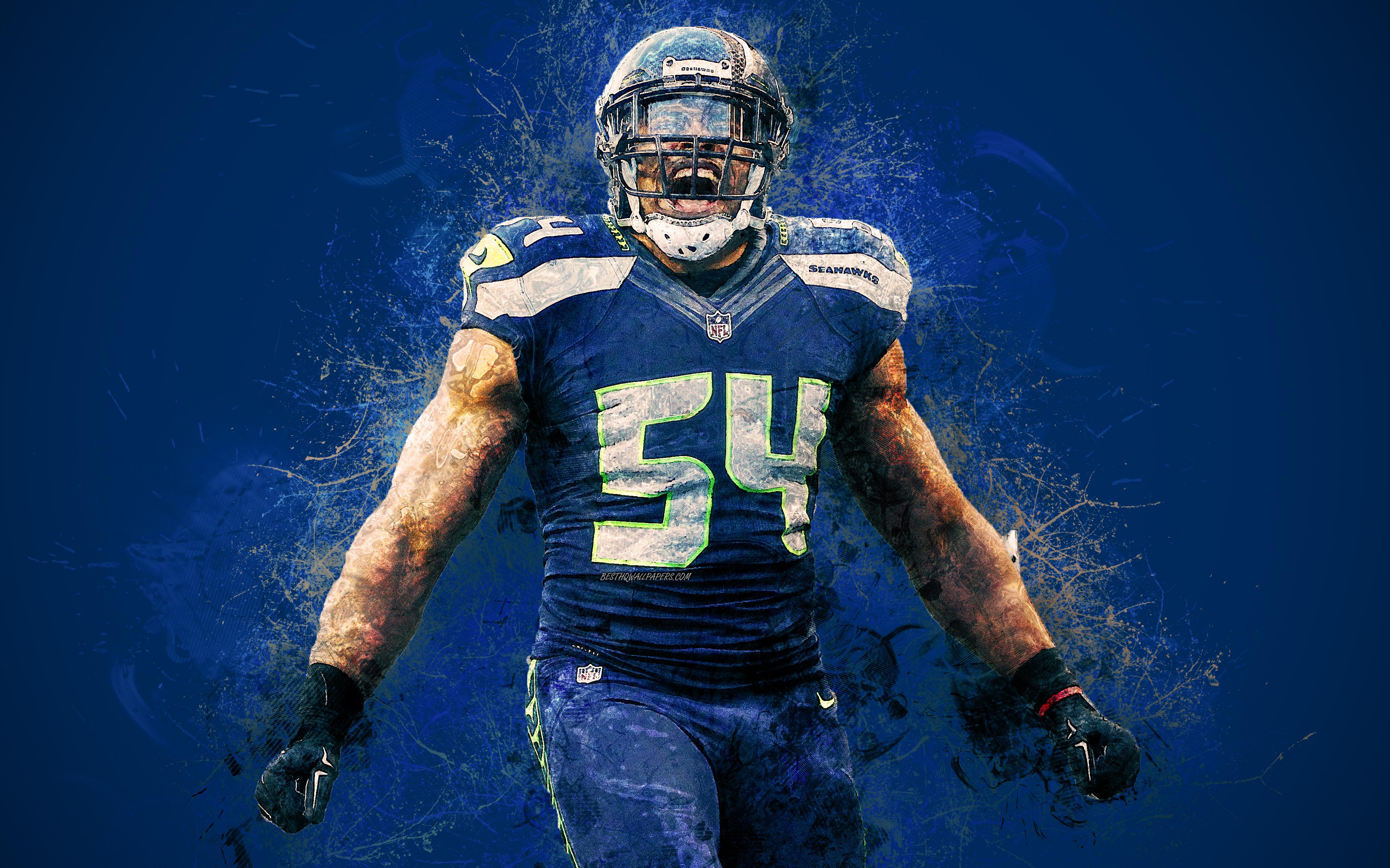 Download wallpaper Bobby Wagner, Seattle Seahawks, 4k, art, grunge