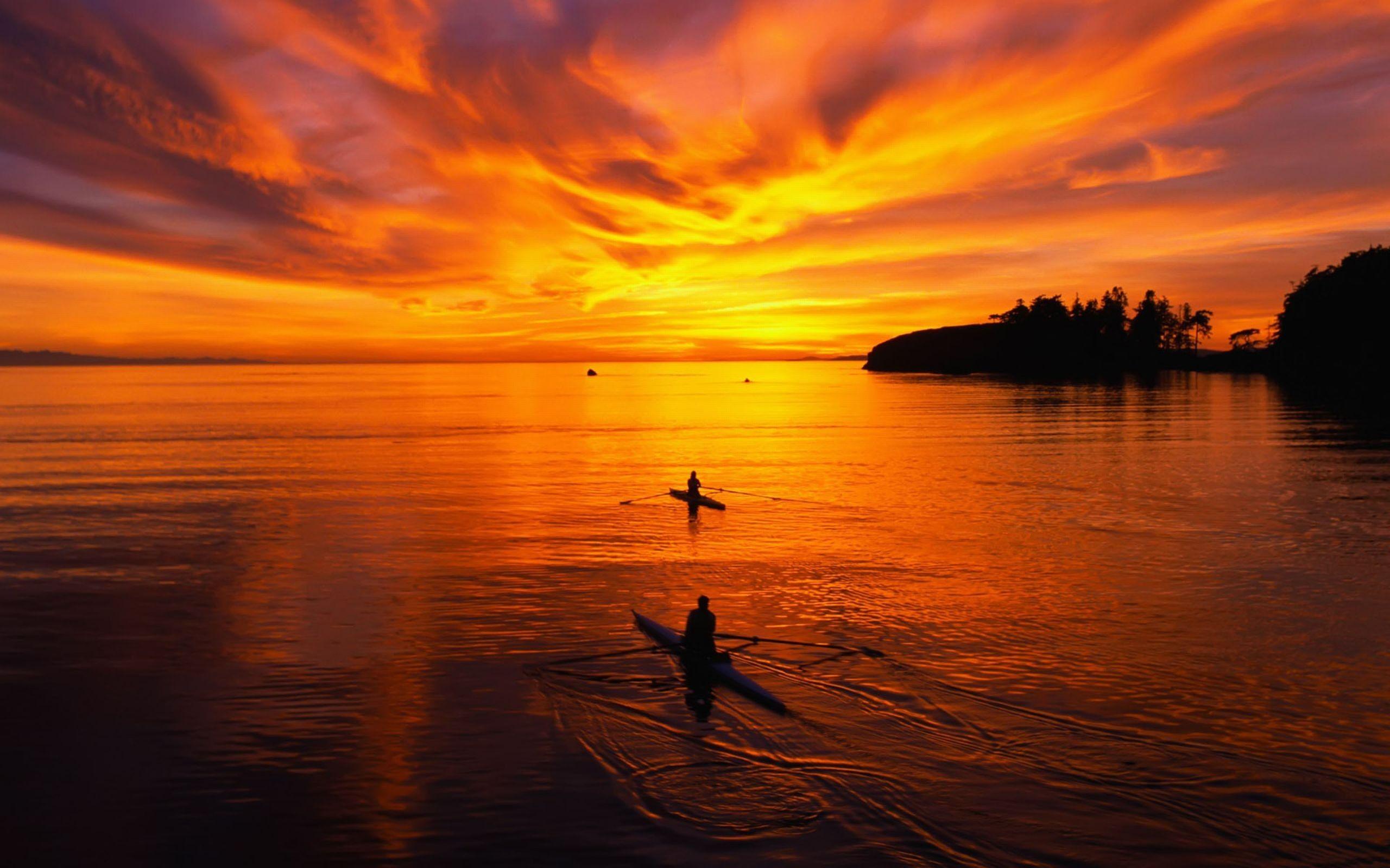 Charming Sunset. The Beauty of Nature. Kayaking