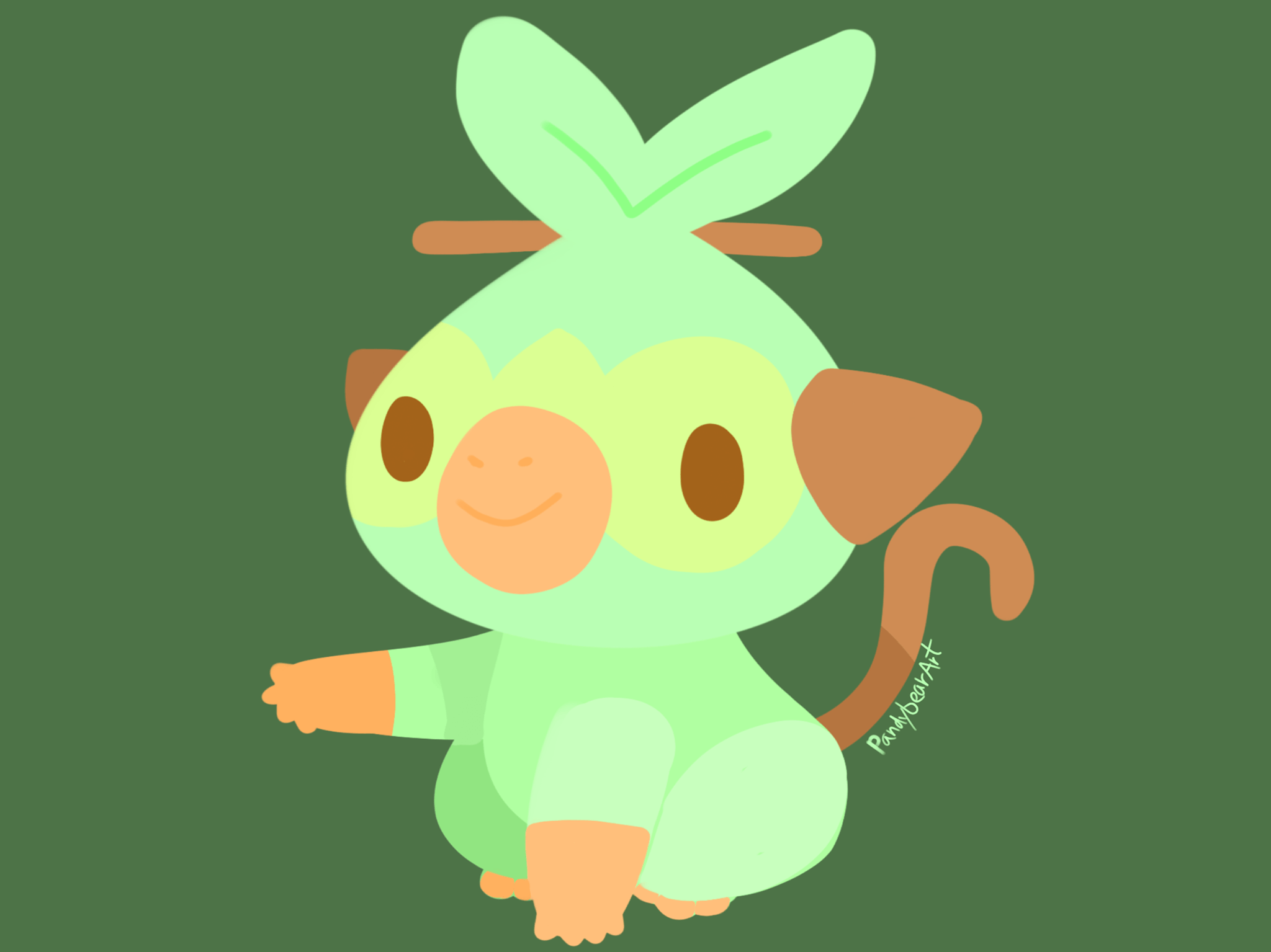 Fanart Grookey! The grass starter of the new Pokémon Games