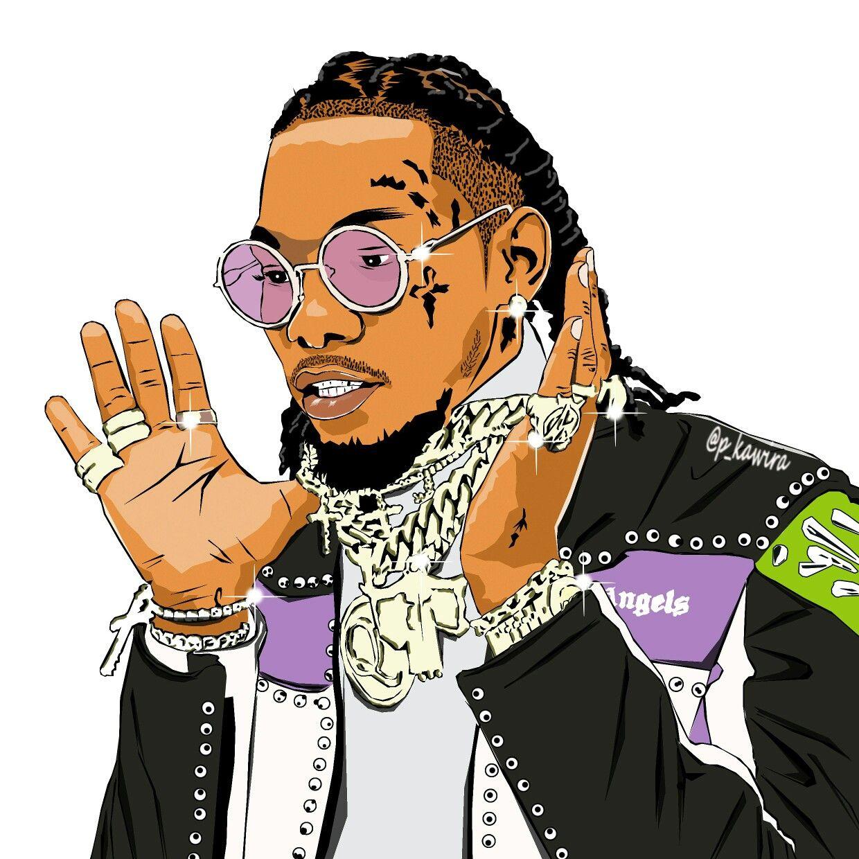 Offset art by. paulkawira. Rapper art, Hip hop art, Trap art