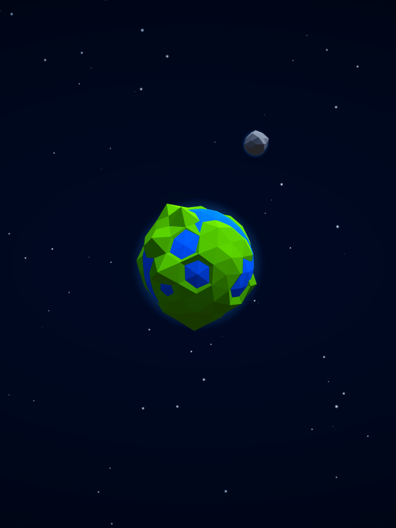 Download 1536x2048 Low Poly, Earth, Galaxy, Stars, Moon Wallpaper