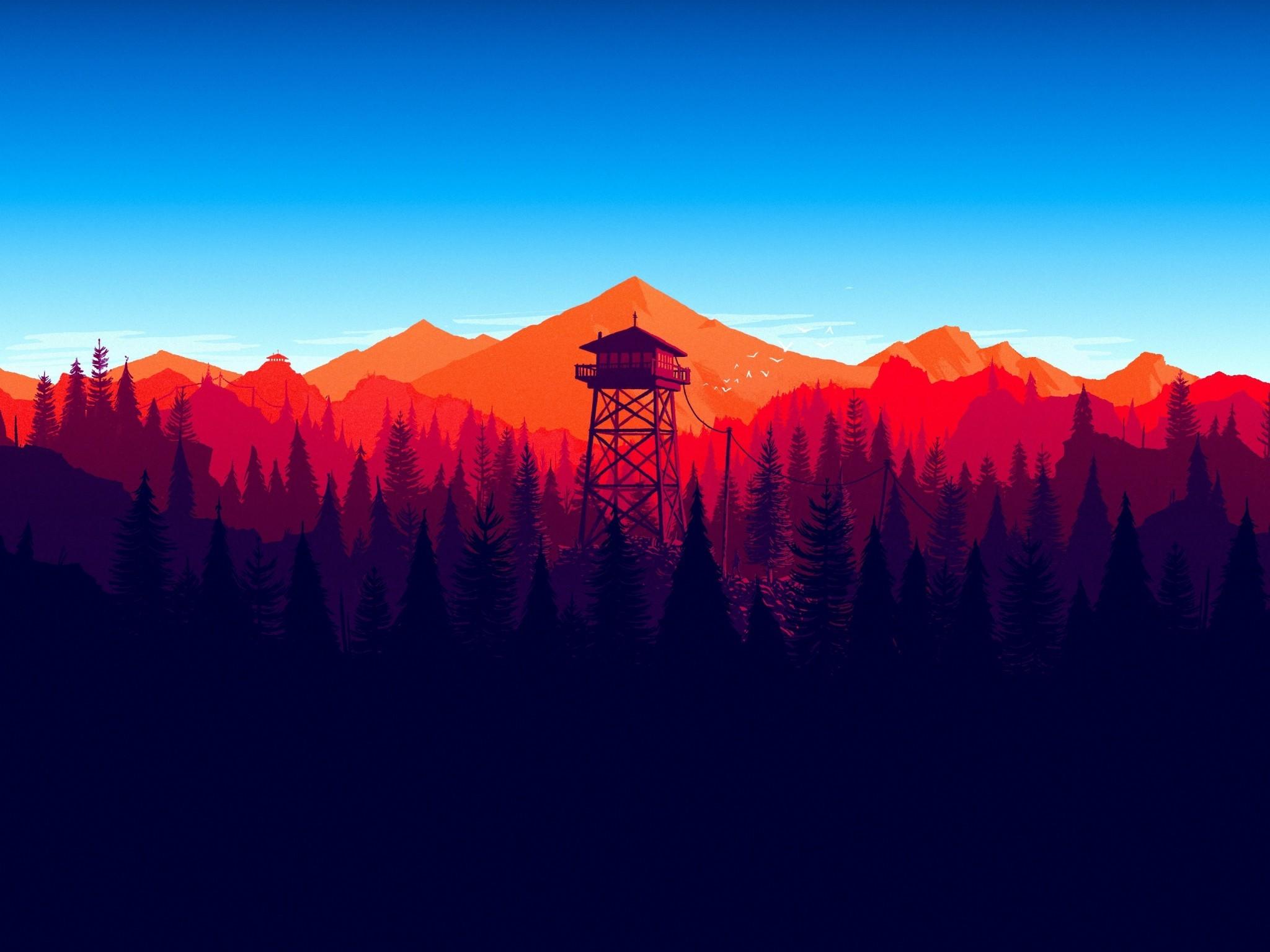 Download 2048x1536 Firewatch, Forest, Landscape, In Game