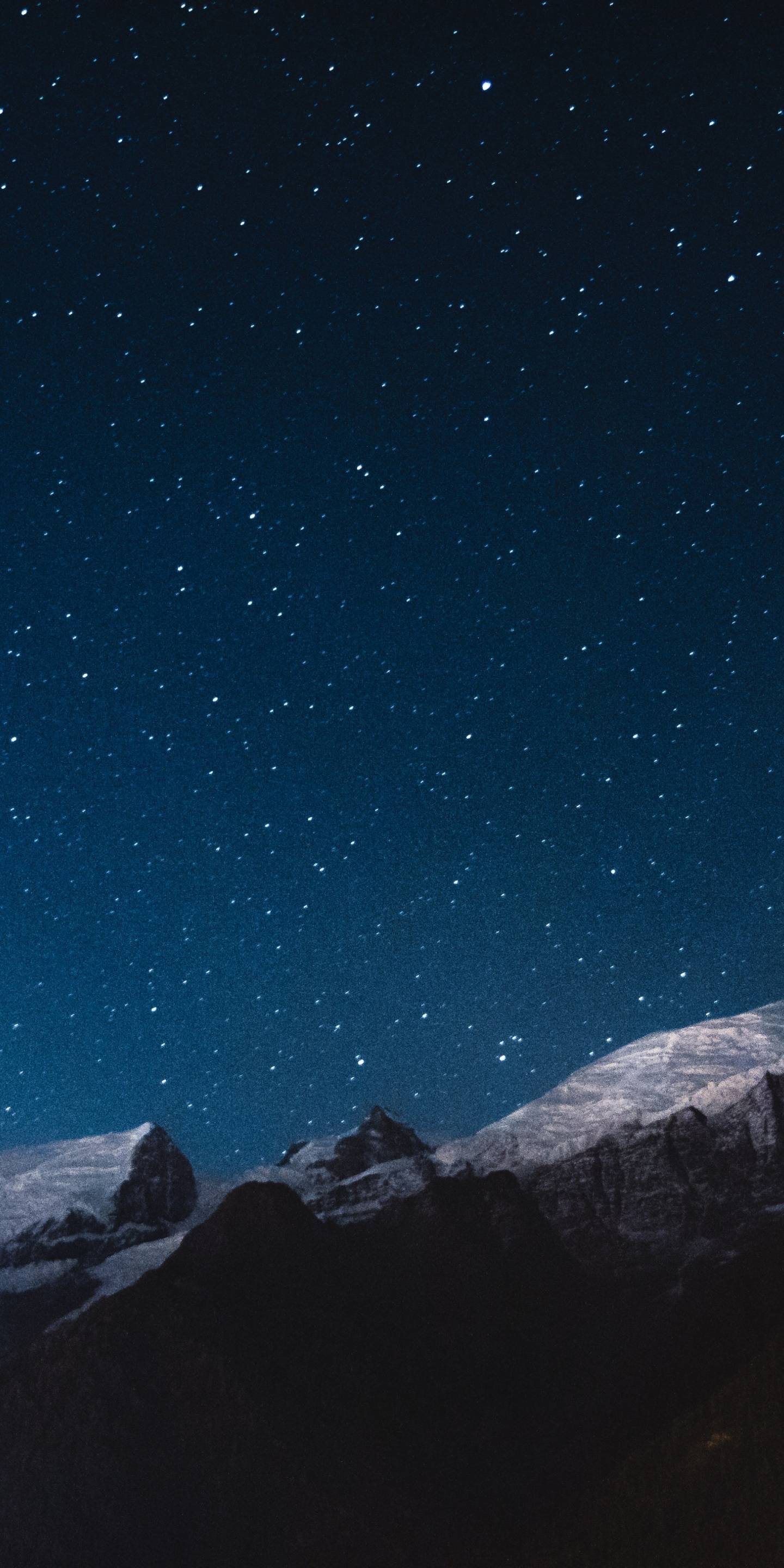 Download 1440x2880 wallpaper night, mountains, stars, nature, sky