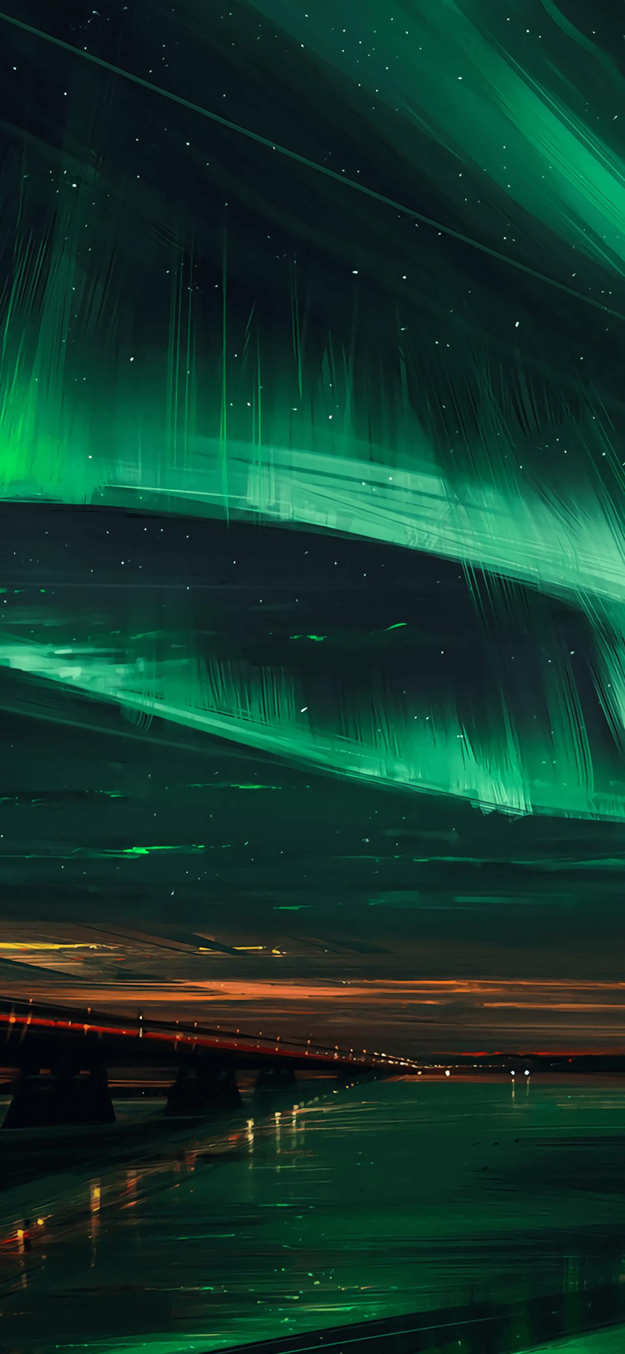 Aurora Borealis Digital Art [1242x2688]. Places [Fantasy] in 2019