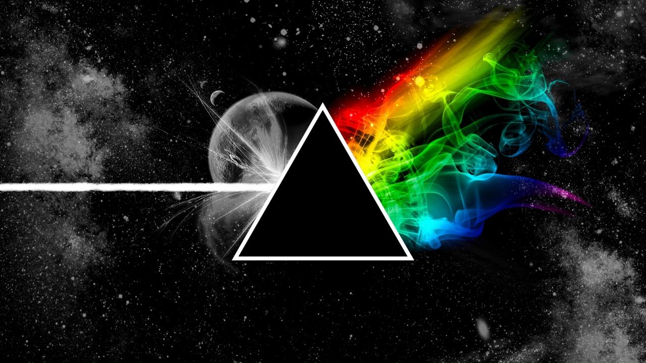 Download wallpaper 1280x720 pink floyd, triangle, space, planet