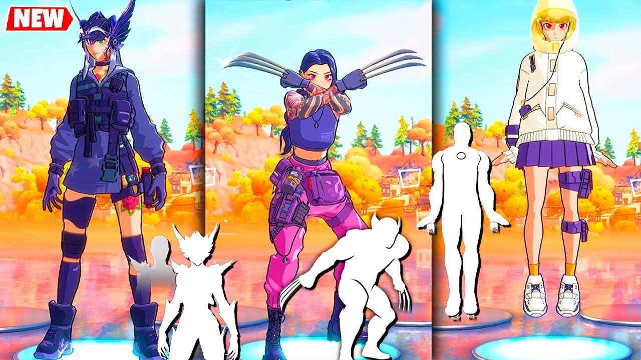 NEW* Chigusa, Megumi & Yuki Skins Fortnite (upcoming Anime Legends Pack) Doing All Built In Emotes!