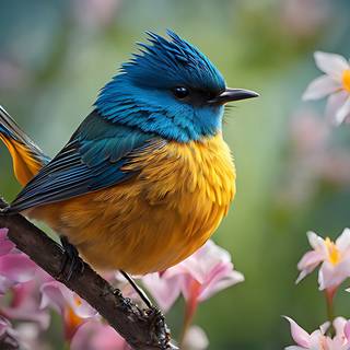 Bird and flowers by lukychandra
