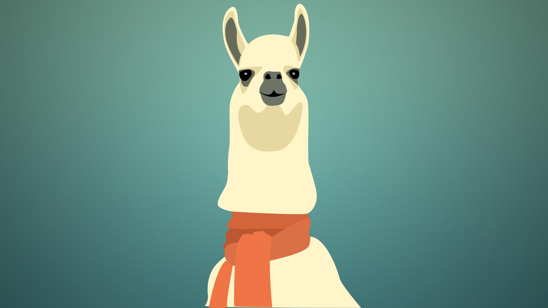 A llama wearing a scarf [1920x1080]