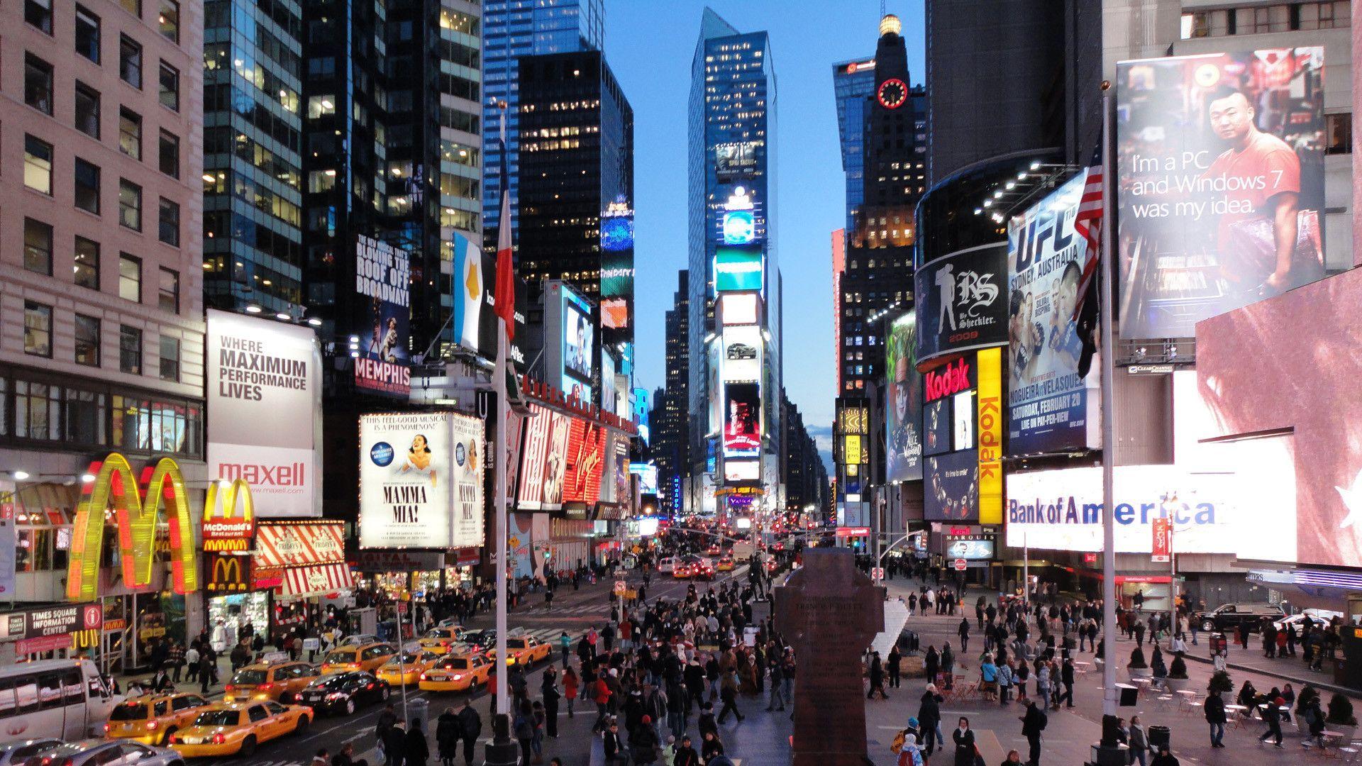 Times Square Evening 1920x1080 wallpaper