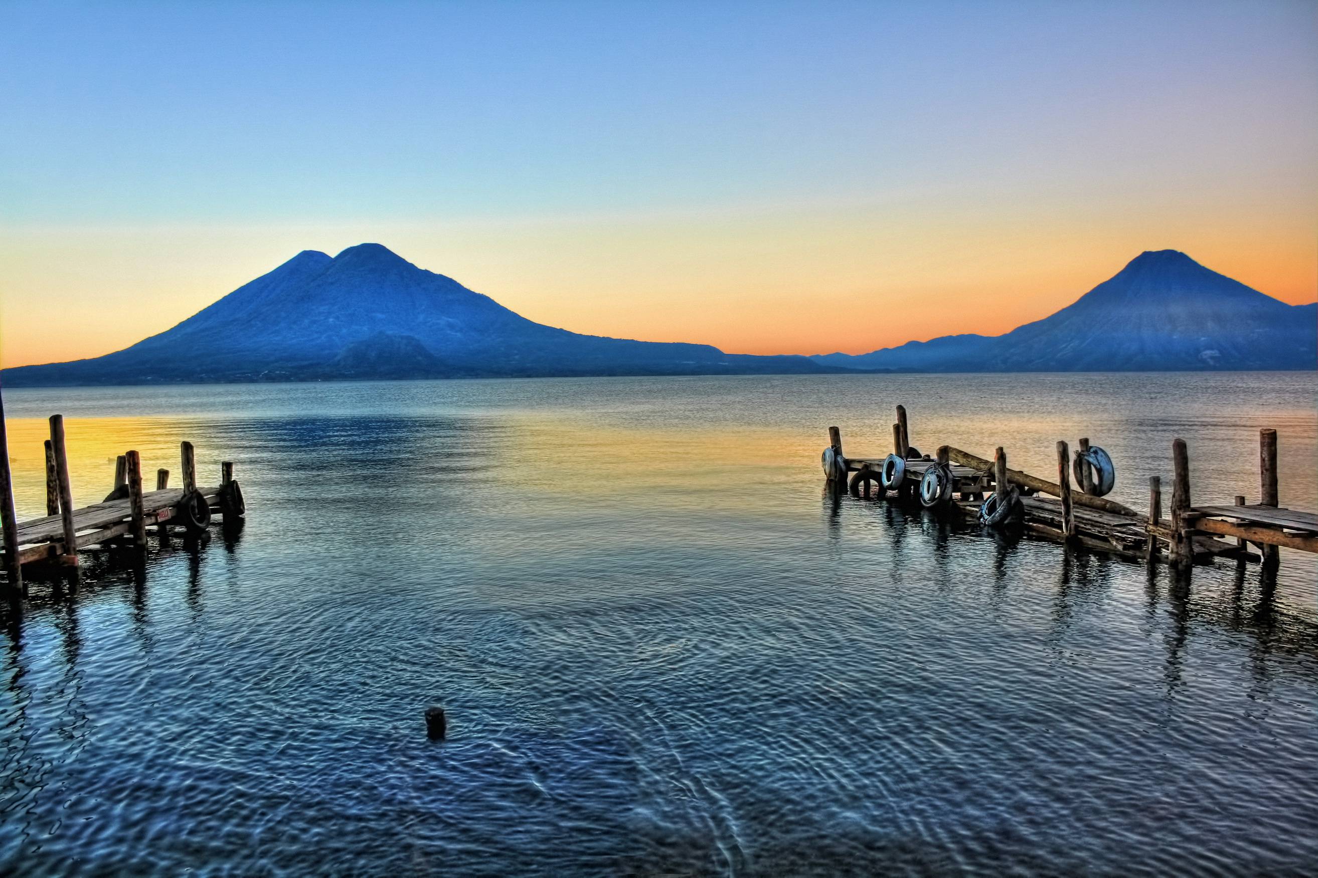 Download wallpaper lake, volcan, san pedro, guatemala free desktop