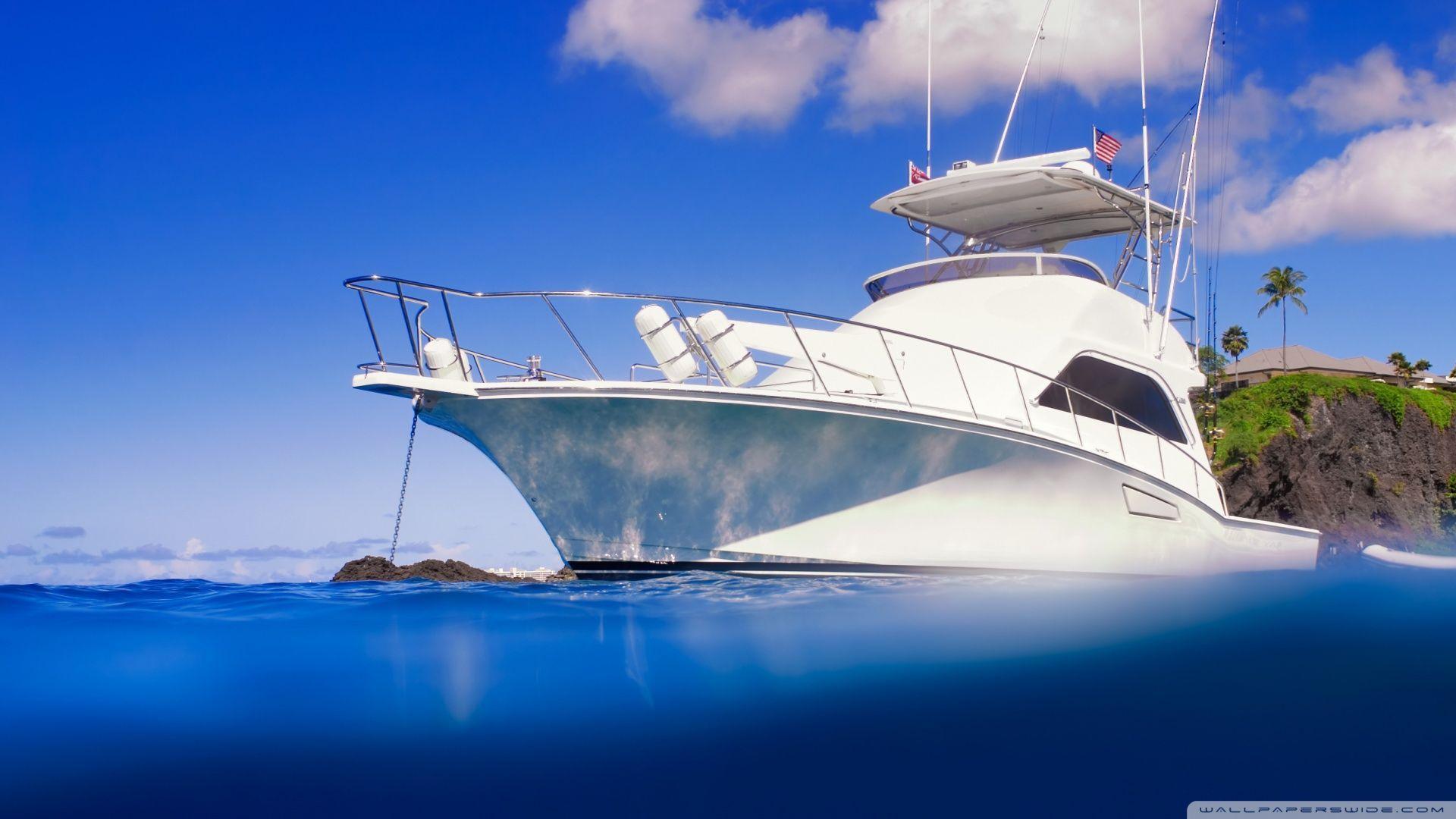 Yacht & Clear Blue Ocean HD desktop wallpaper, Widescreen, High