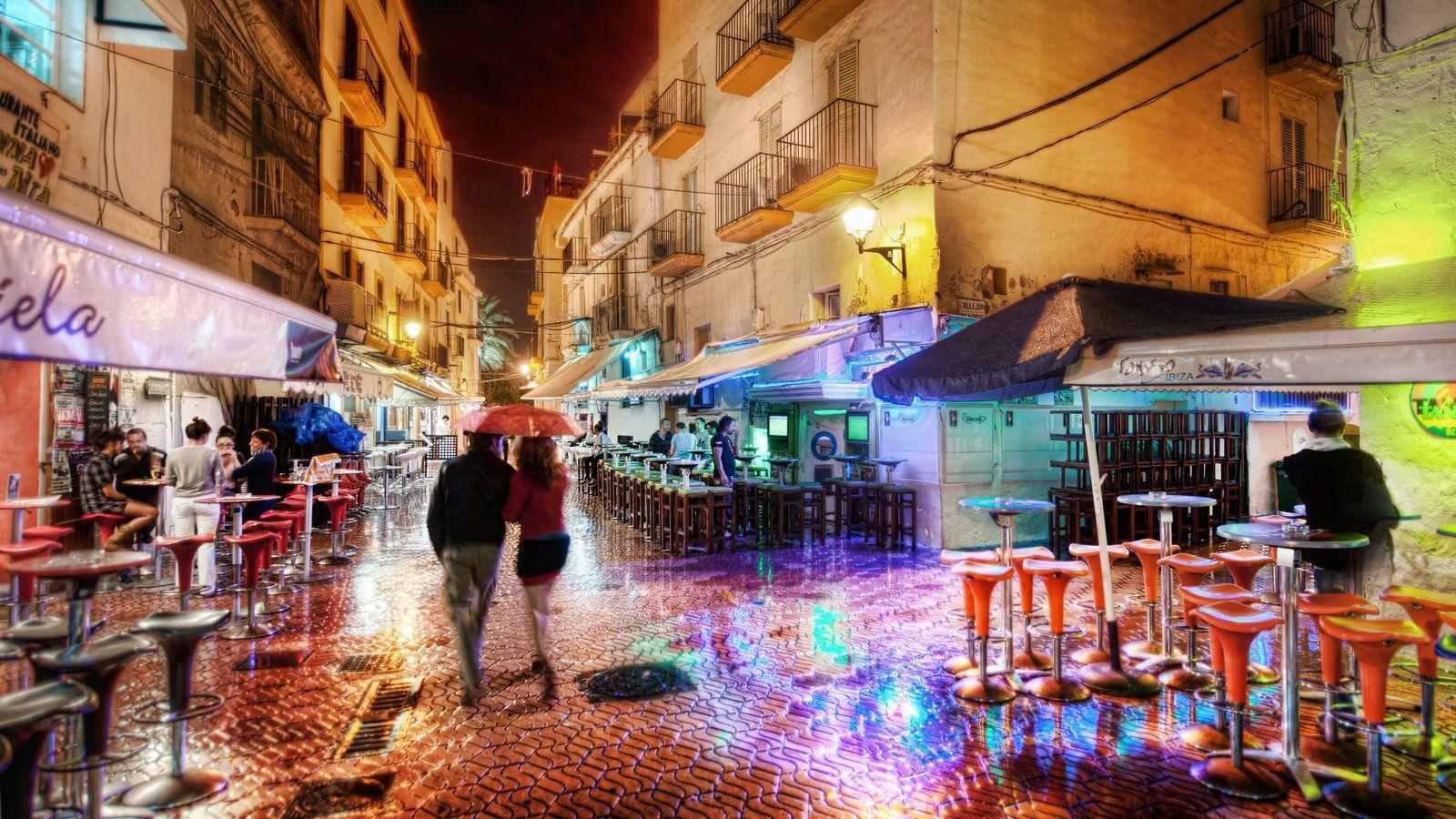 A Rainy and Romantic Night in Ibiza widescreen wallpaper. Wide