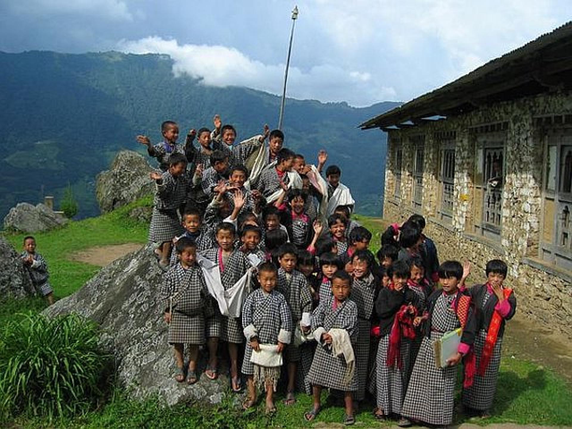 School Kids Children Bhutan Landscape Nature HD City 1920x1440