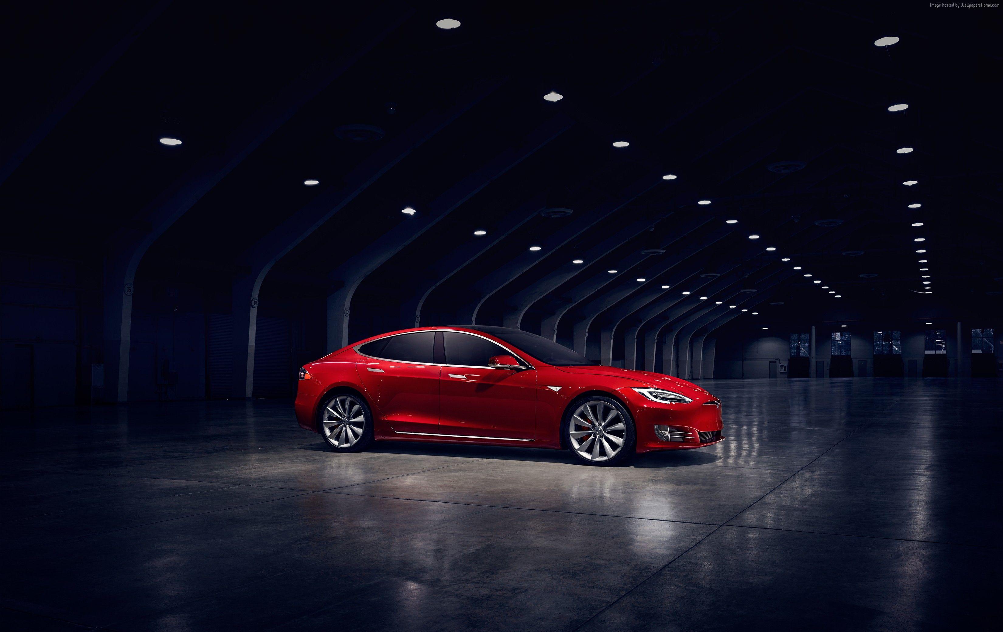 Wallpaper Tesla Model S P90D, electric cars, Elon Musk, red, Cars