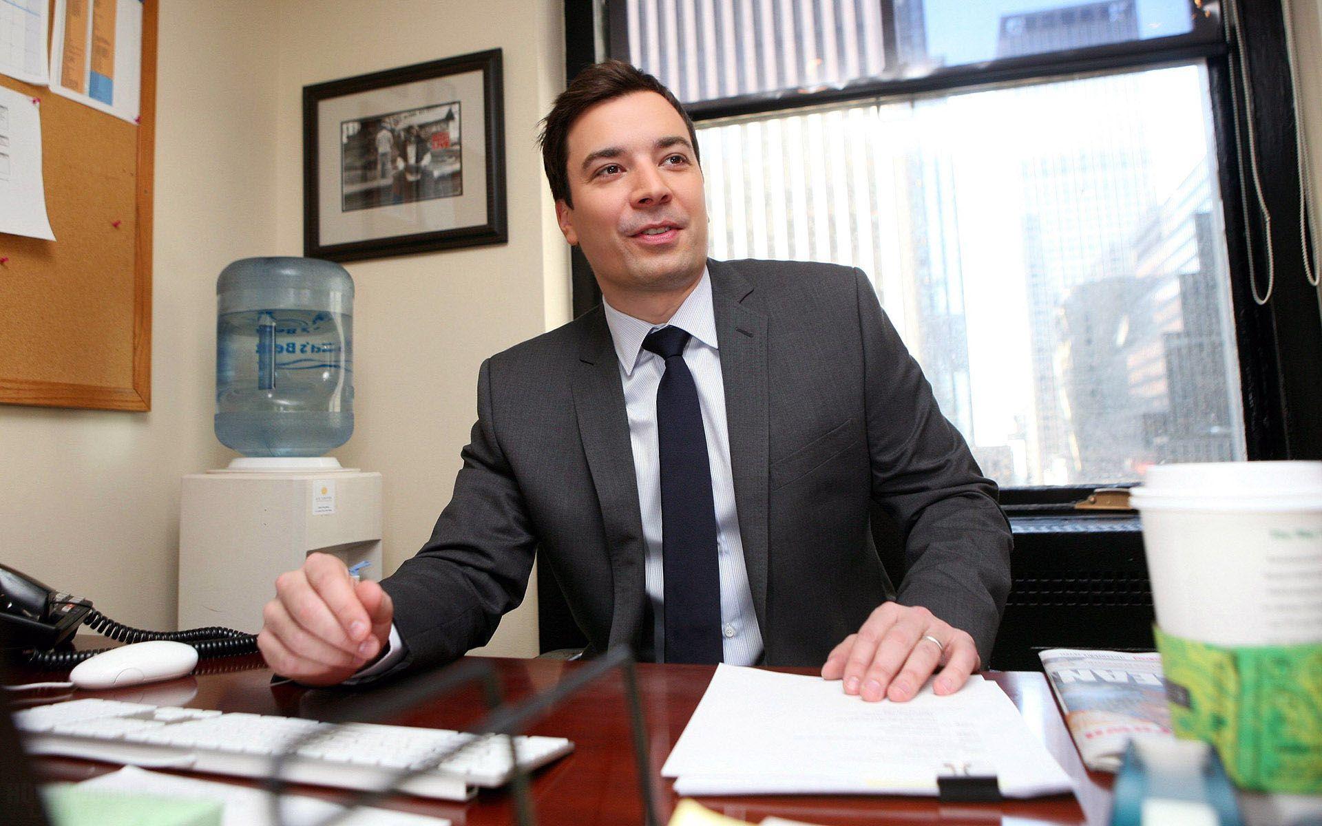 Jimmy Fallon Working At His Office HD 16 10