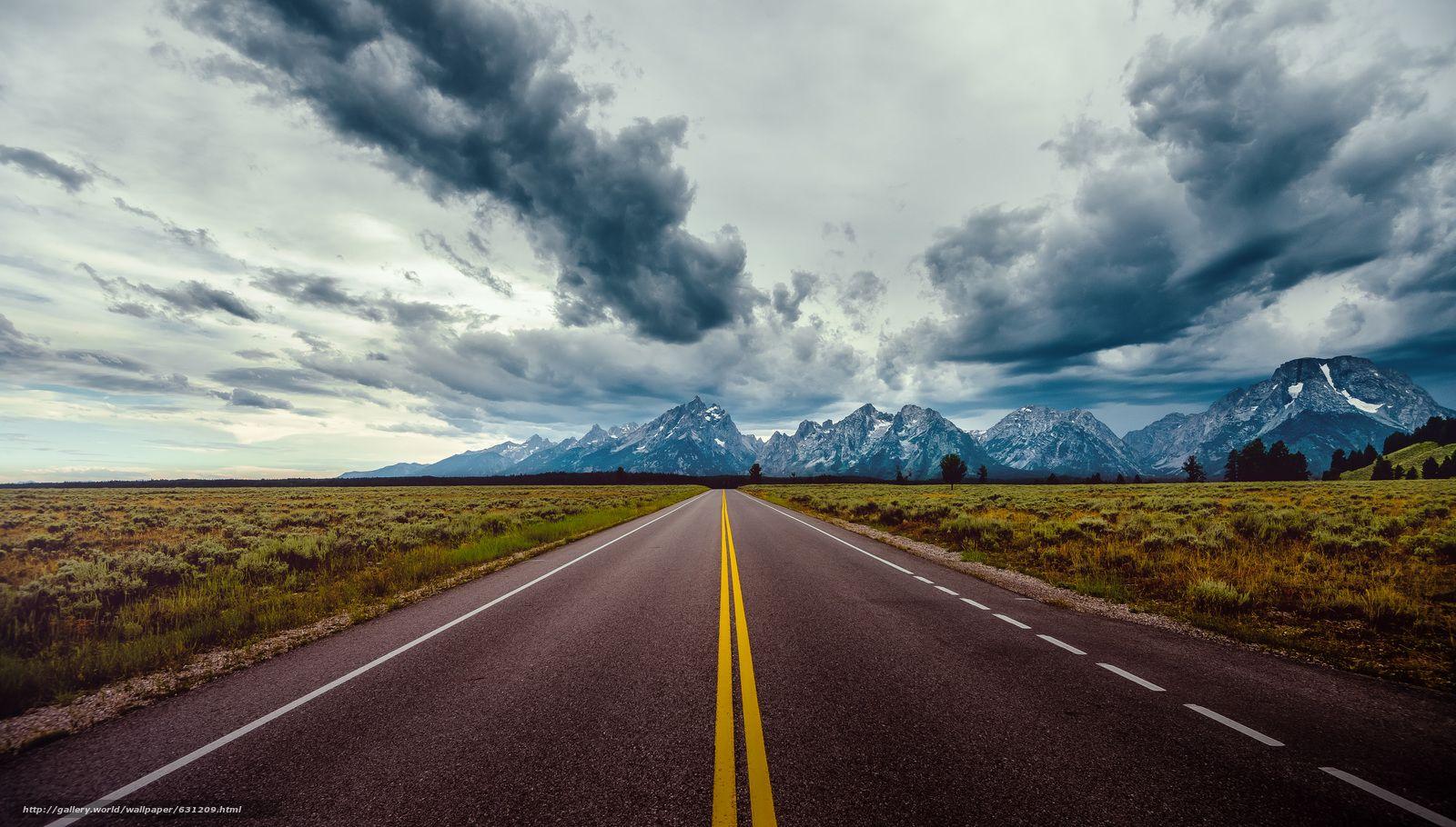 Download wallpaper Yellowstone National Park, road, Mountains