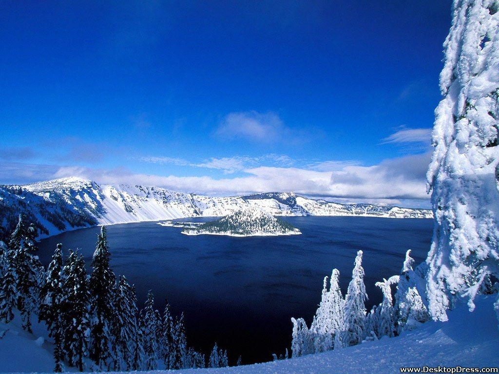 Desktop Wallpaper Natural Background Crater Lake in Winter