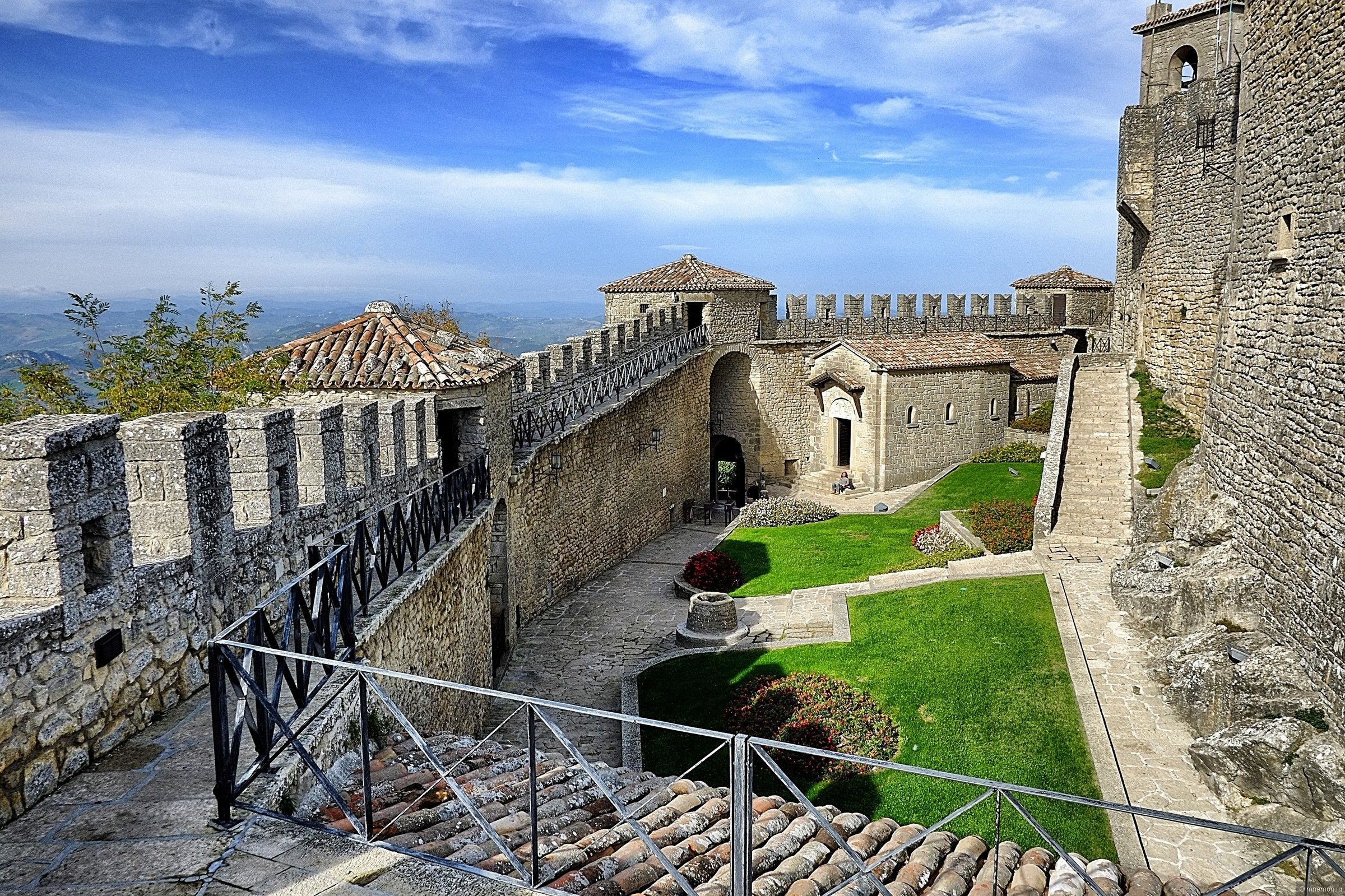 Courtyard in the fort in San Marino, Italy wallpaper and image