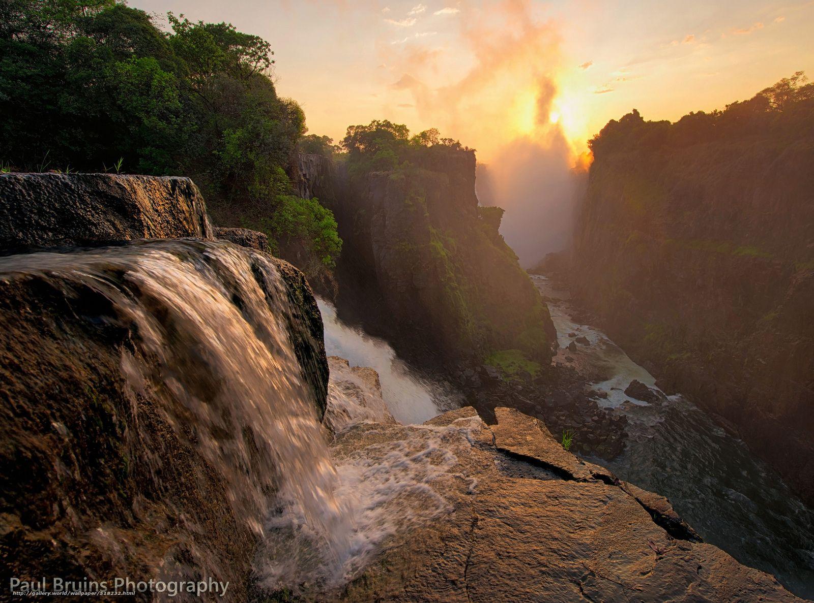Download wallpaper Zimbabwe, waterfall, Africa, Victoria free