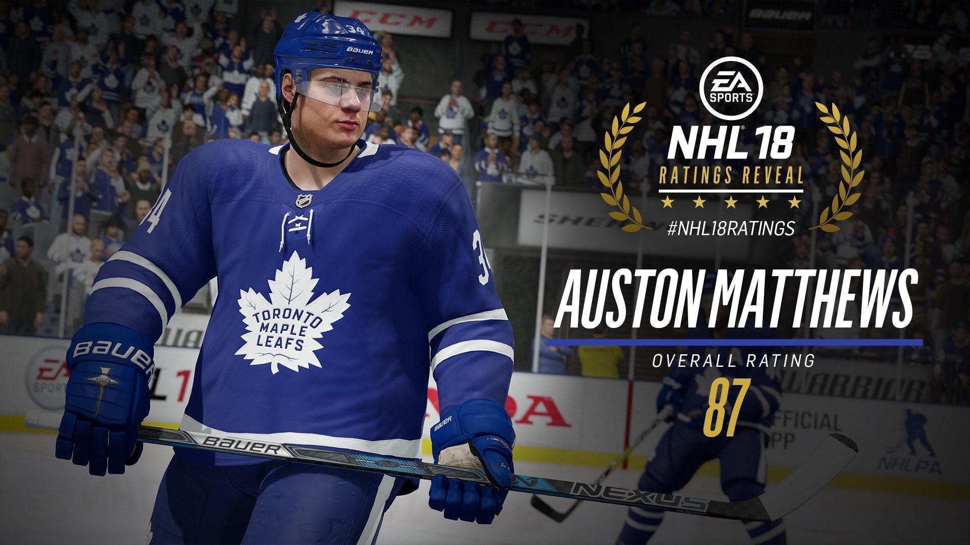 Auston Matthews is rated an 87 in NHL 18 and he's a LEAF!