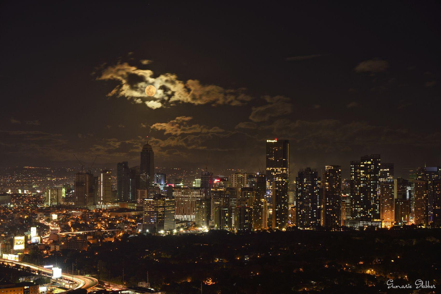Wallpaper, sumarieslabber, city, Moon, clouds, Manila
