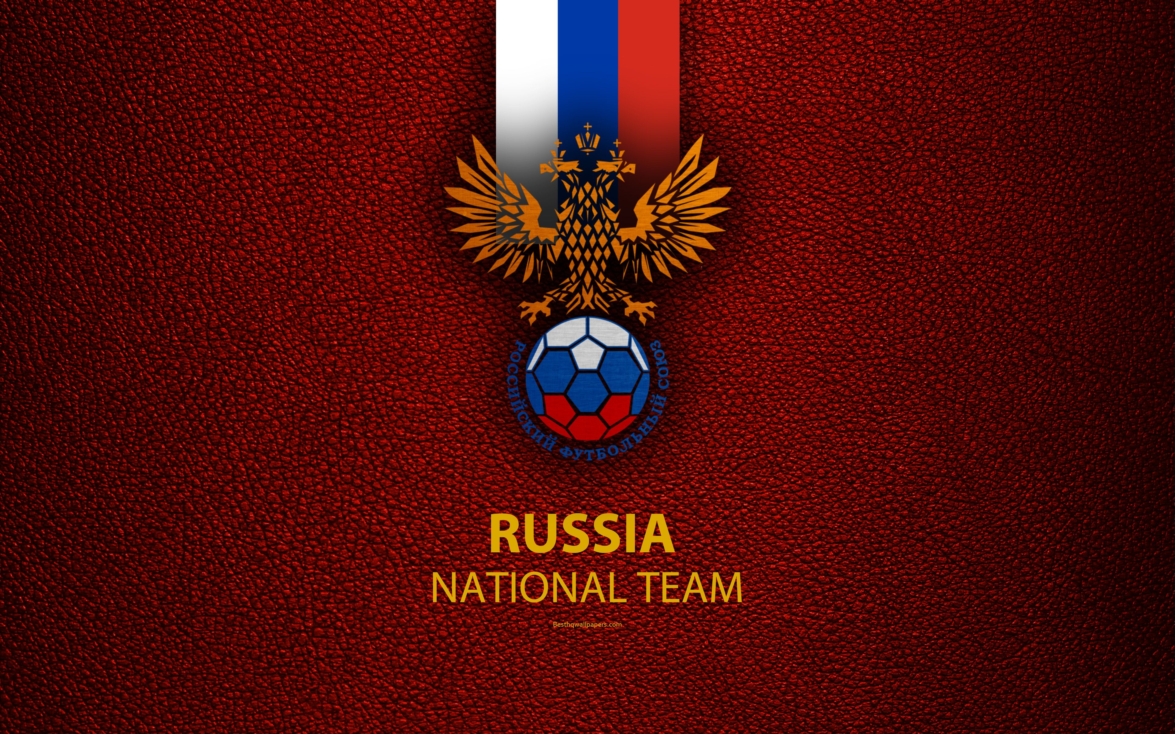 Download wallpaper Russian national football team, 4k, leather