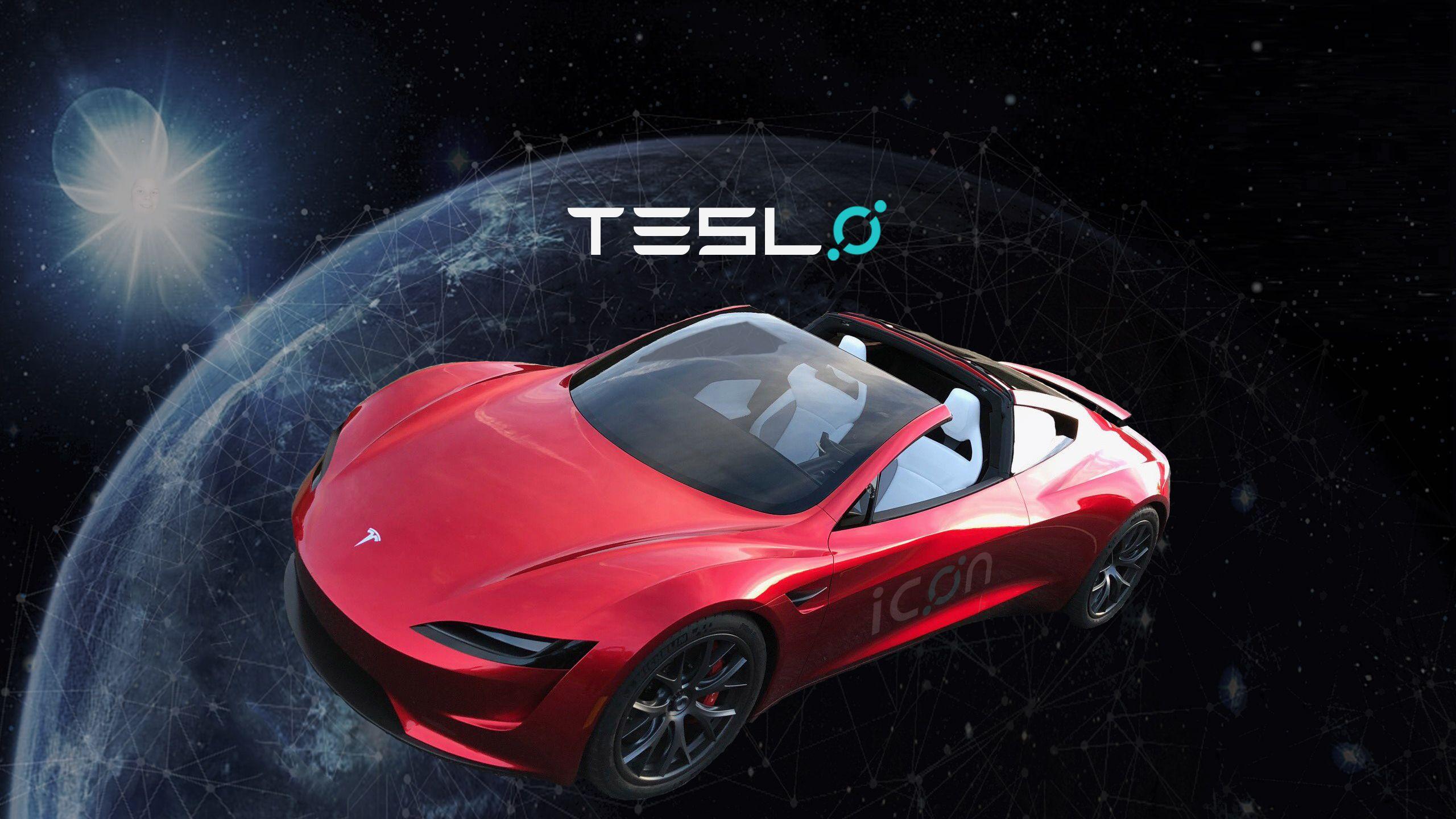 ICON (ICX) Tesla Roadster Crypto Wallpaper 2560x1440