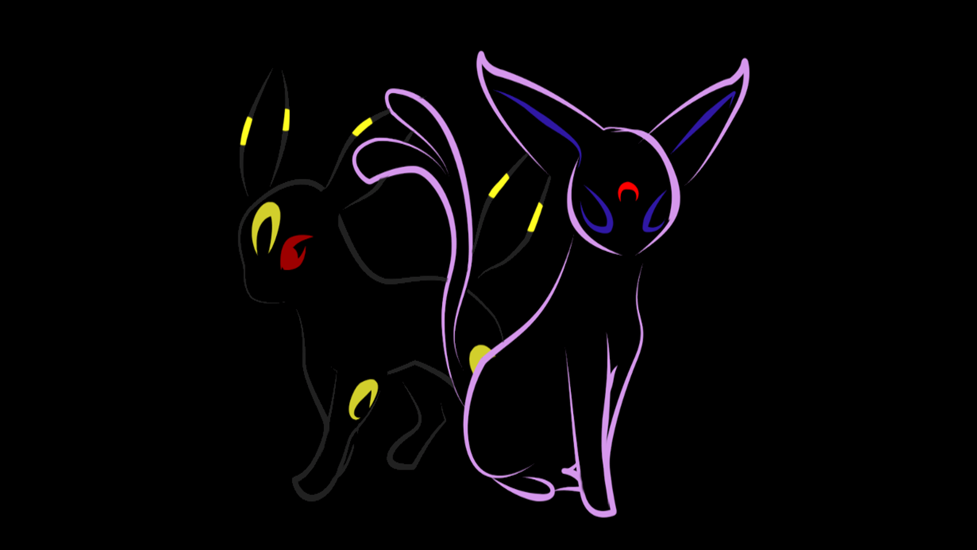 Stylized Umbreon Espeon I Made