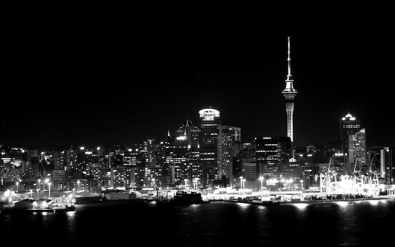 Wallpaper night, city, skyscrapers, Auckland, New Zealand desktop