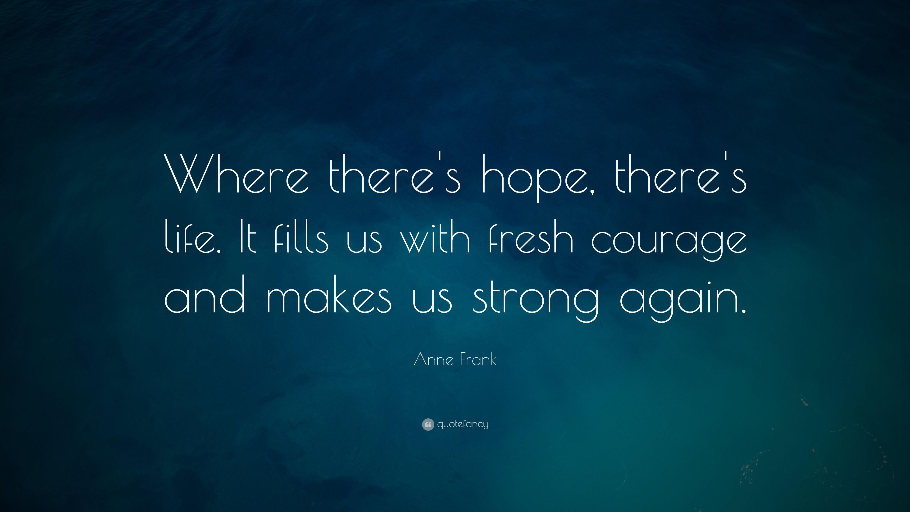 Anne Frank Quote: “Where there's hope, there's life. It fills us