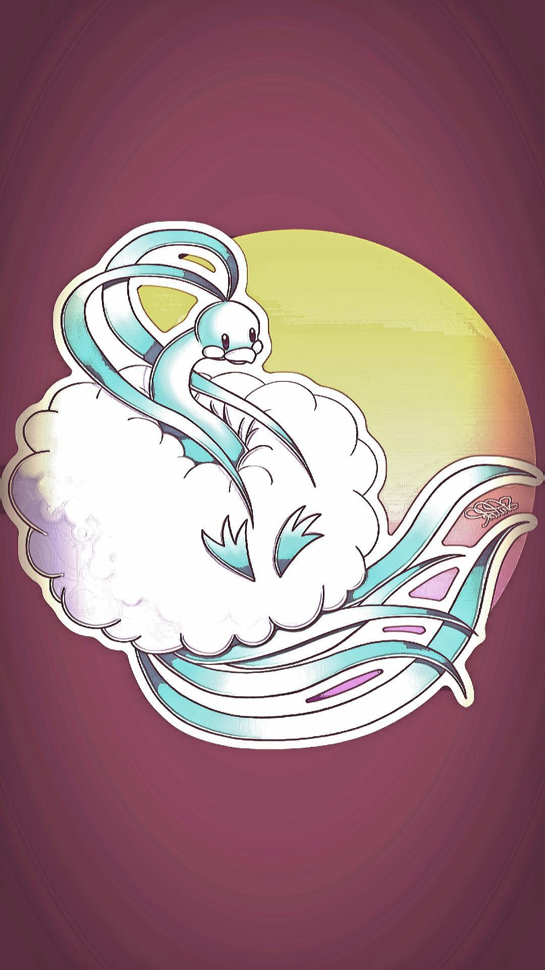 An edit of Altaria for a phone wallpaper, requested