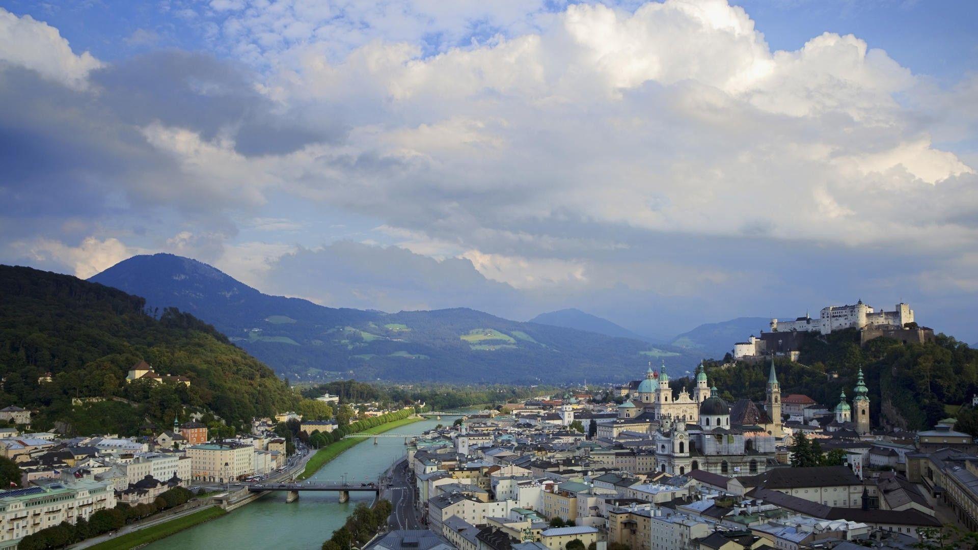 Salzburg Tag wallpaper: Salzburg Clouds City River Bridges