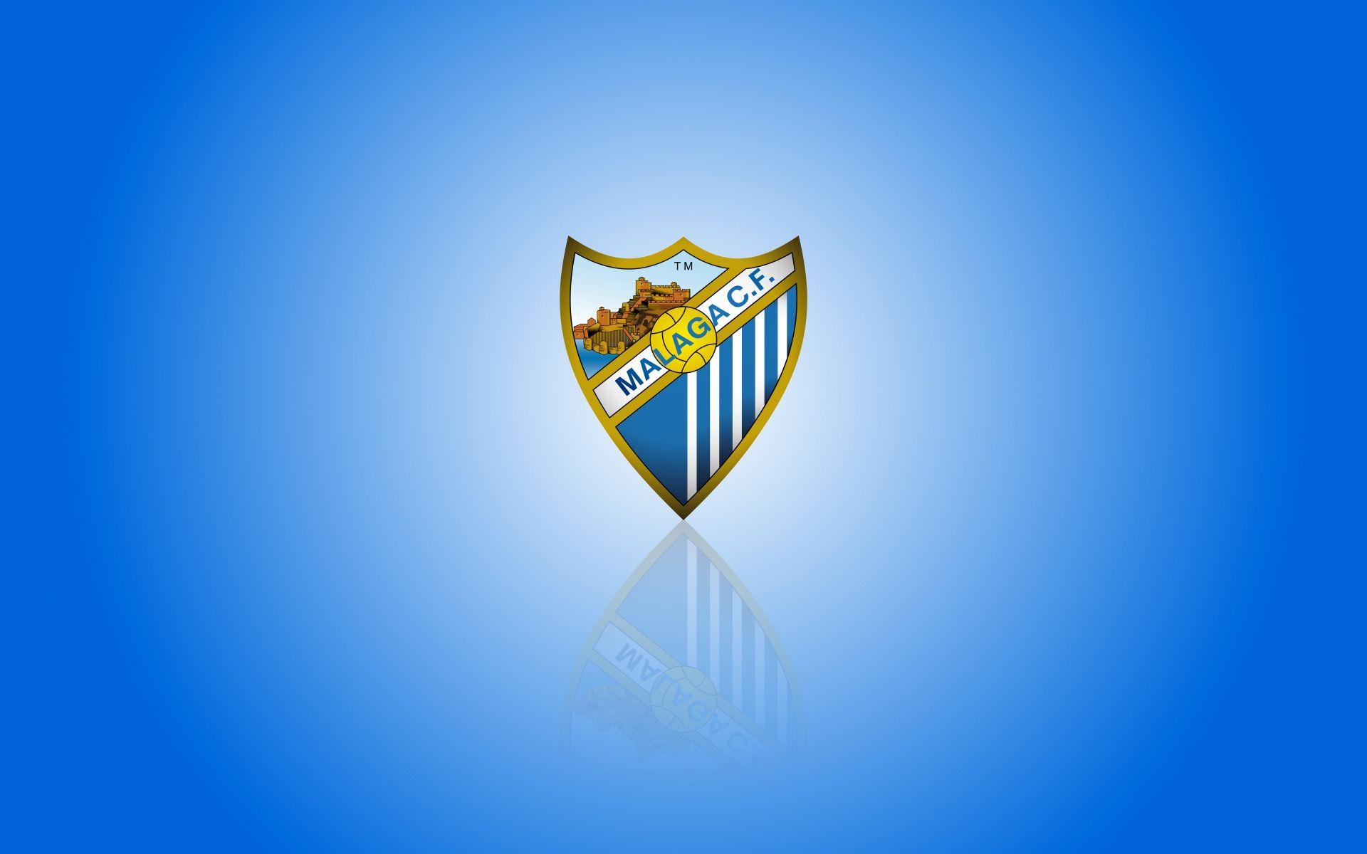 Málaga CF wallpaper with club logo, widescreen blue background