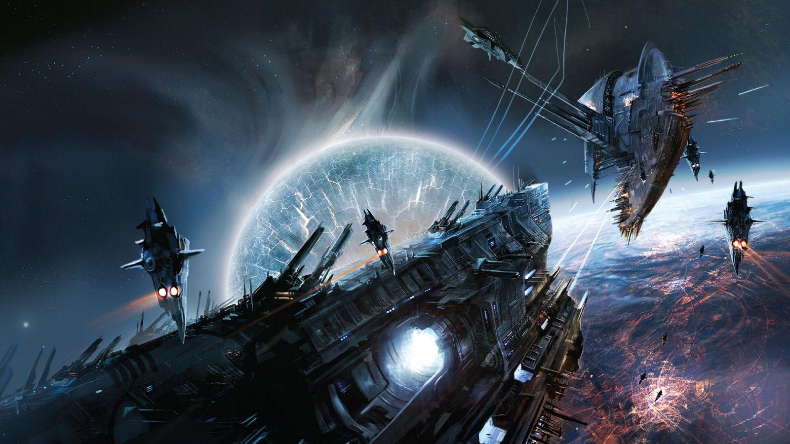 Fantasy Space Spaceships HD Wallpaper 1080p. Download wallpaper page
