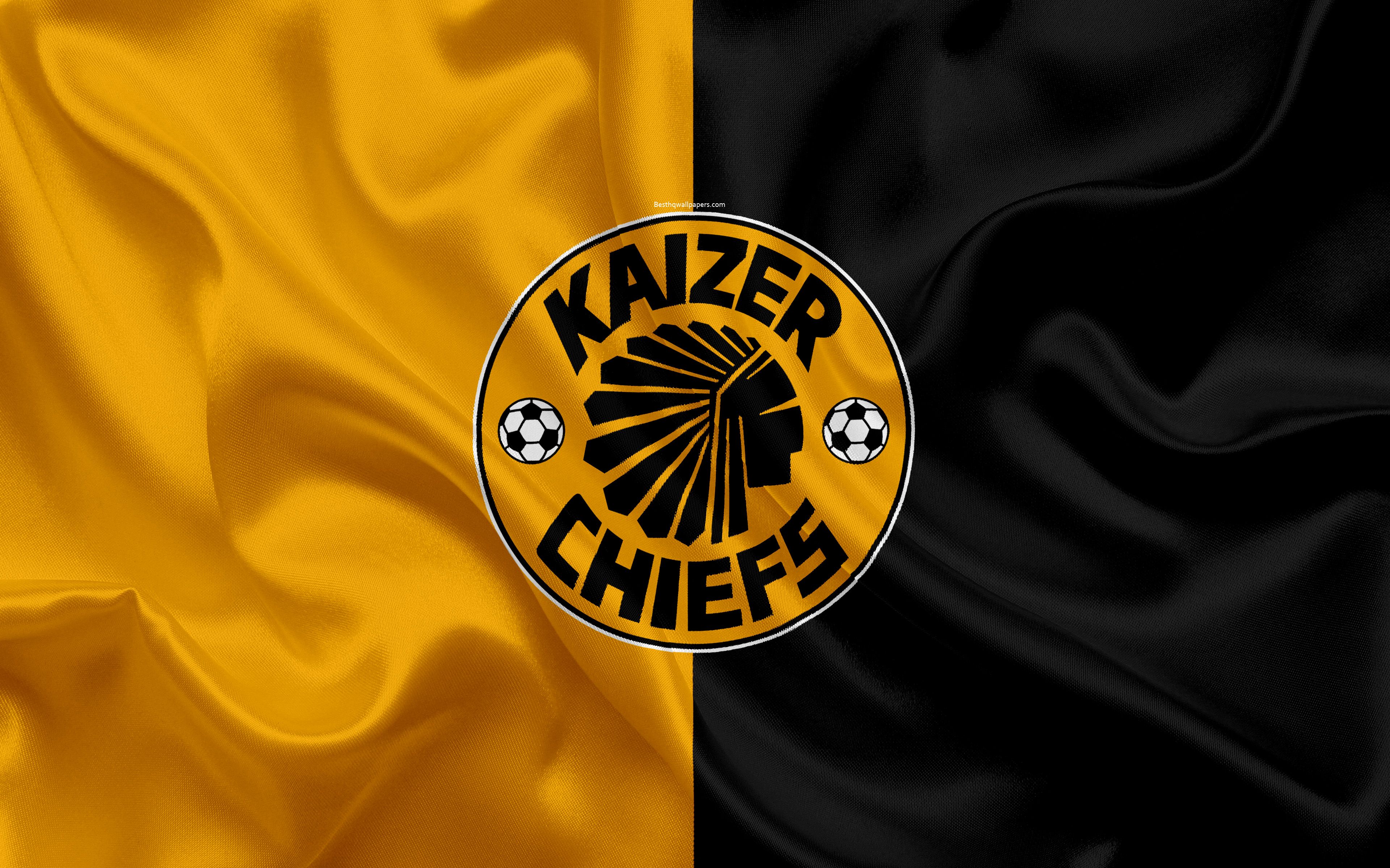 Download wallpaper Kaizer Chiefs FC, 4k, logo, orange black silk