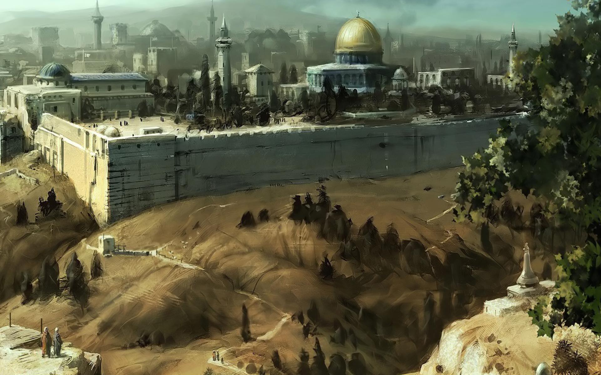 Awesome Jerusalem Oil Painting Picture of Art Wallpaper HD Desktop