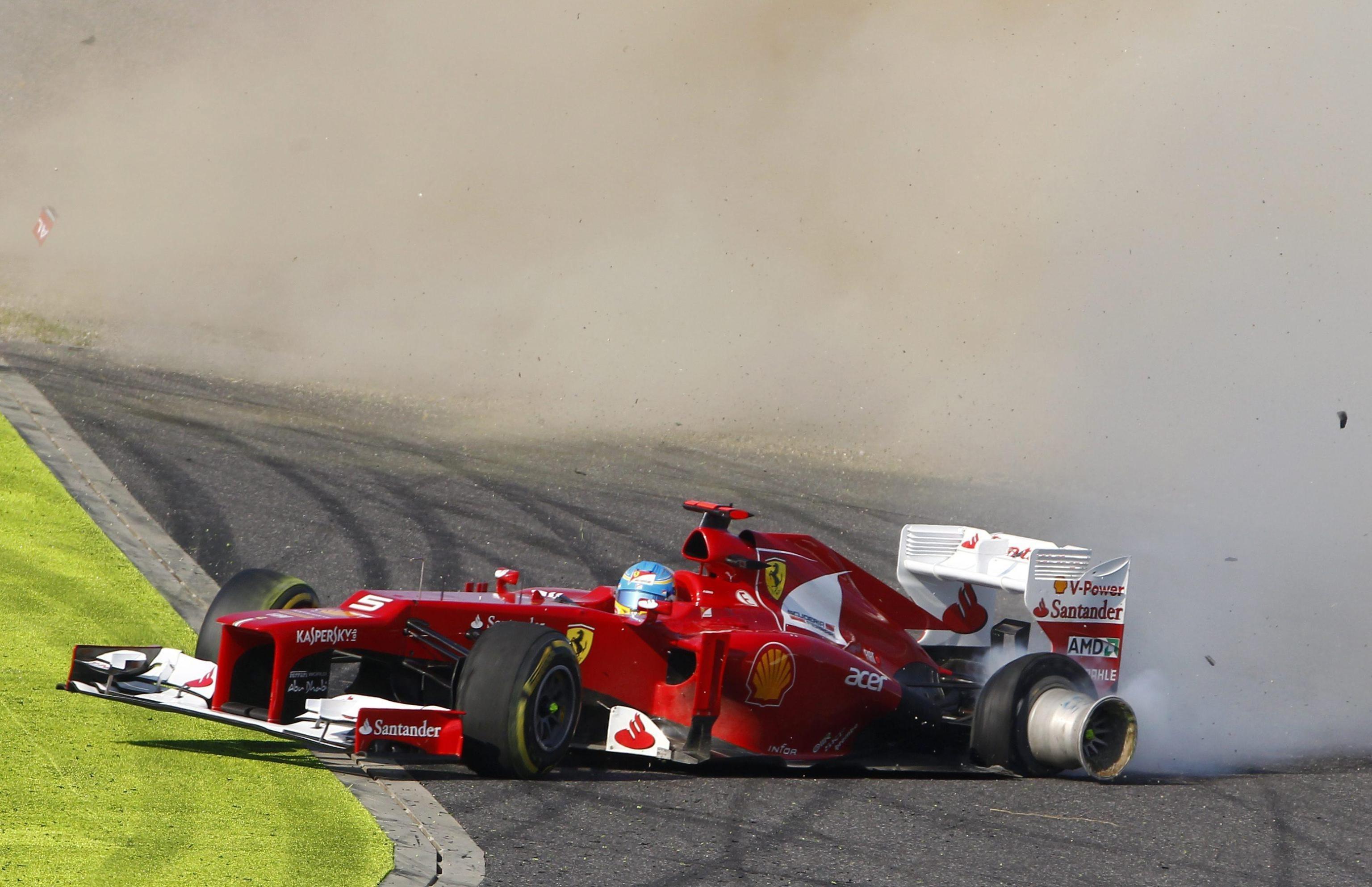 cars, Ferrari, crash, Formula One, Fernando Alonso, alonso, Grand