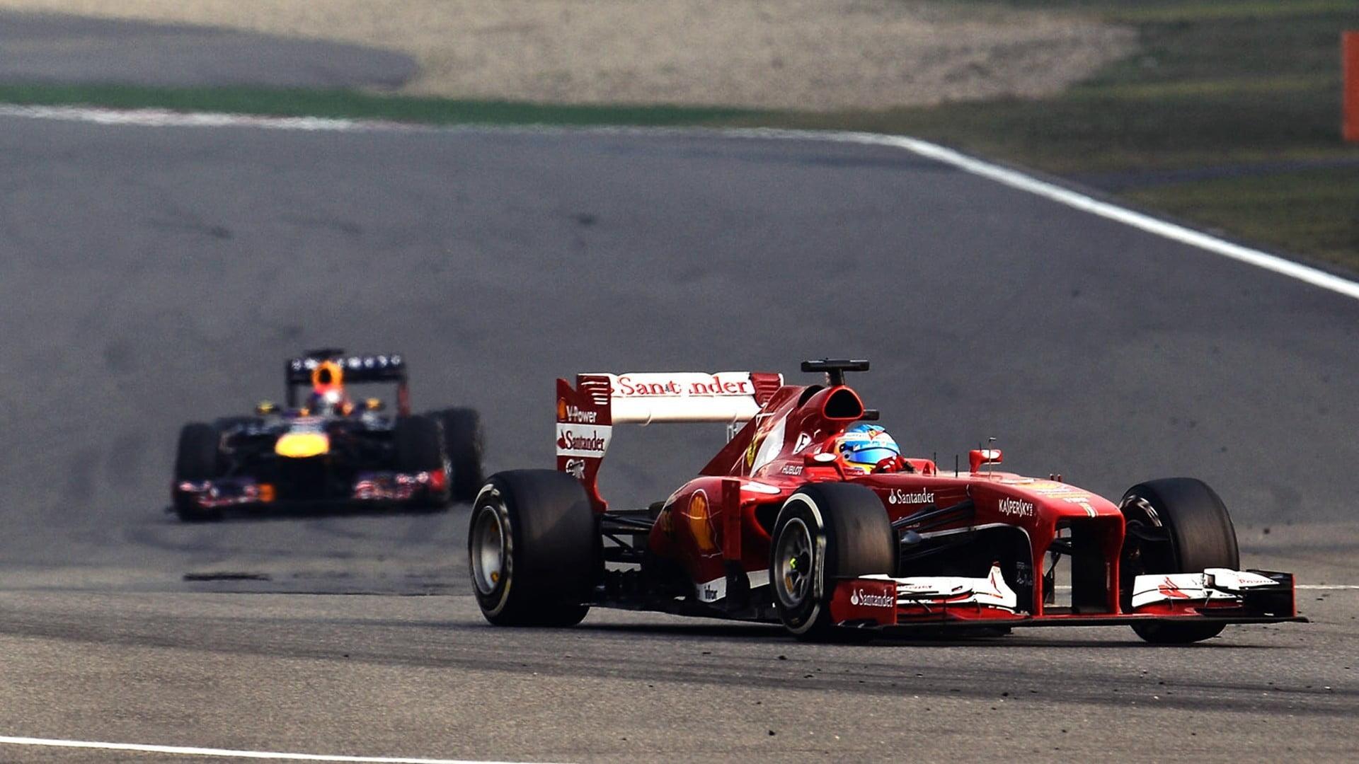Red racing car, Fernando Alonso, Ferrari, Formula Scuderia