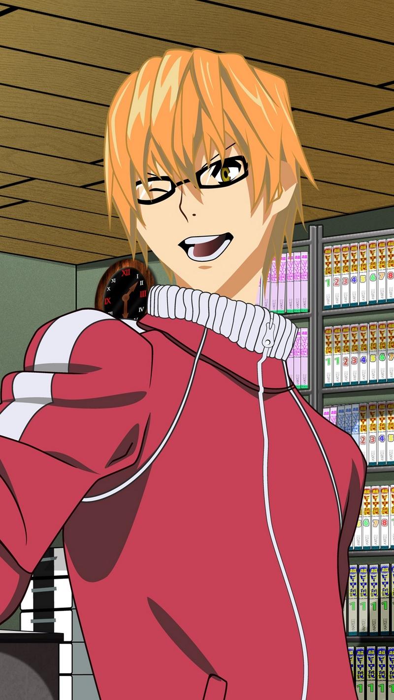 Download wallpaper 800x1420 bakuman, akito takagi, glasses, blonde