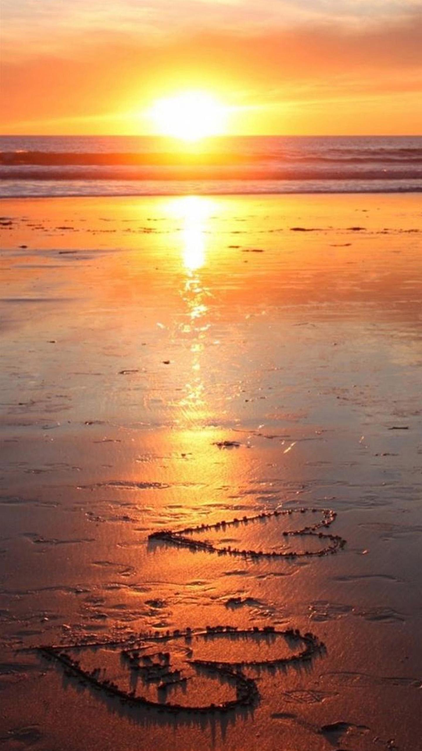 Romantic sunset beach Galaxy S6 Wallpaper. Galaxy S6 Wallpaper