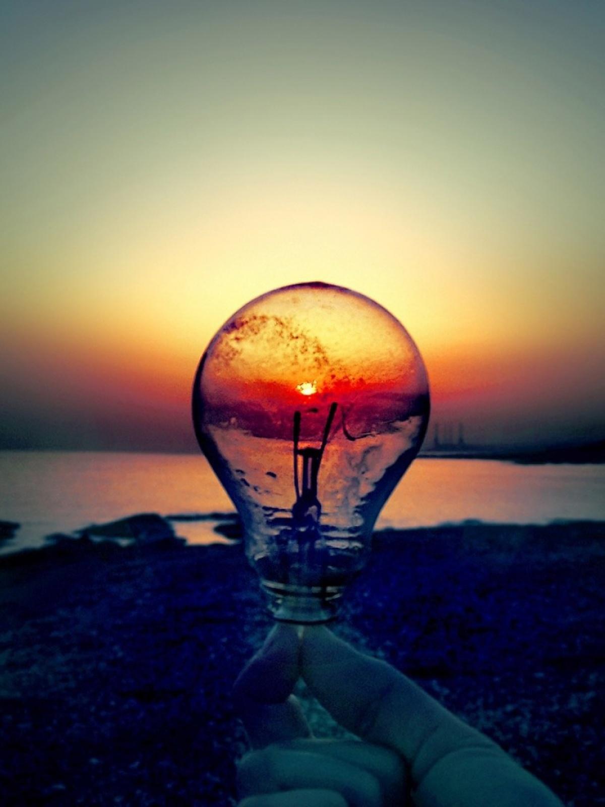 Light Bulb Sunset Beach Android Wallpaper free download
