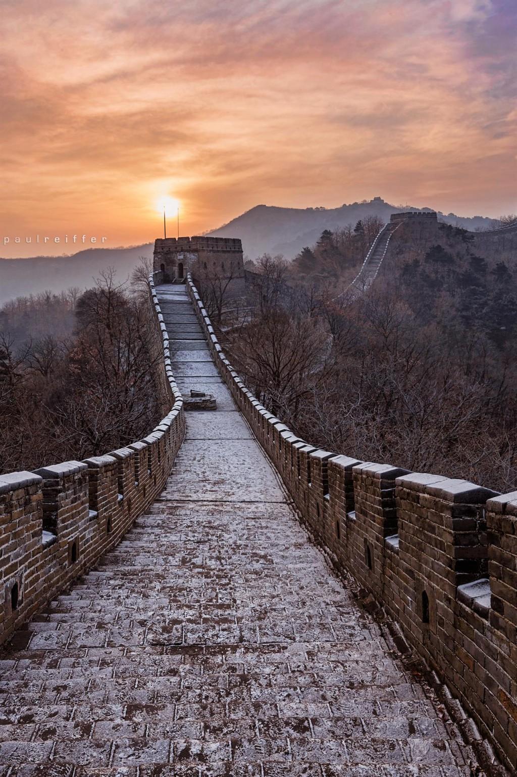 Great Wall Of China Sunris HD Wallpaper, Background Image