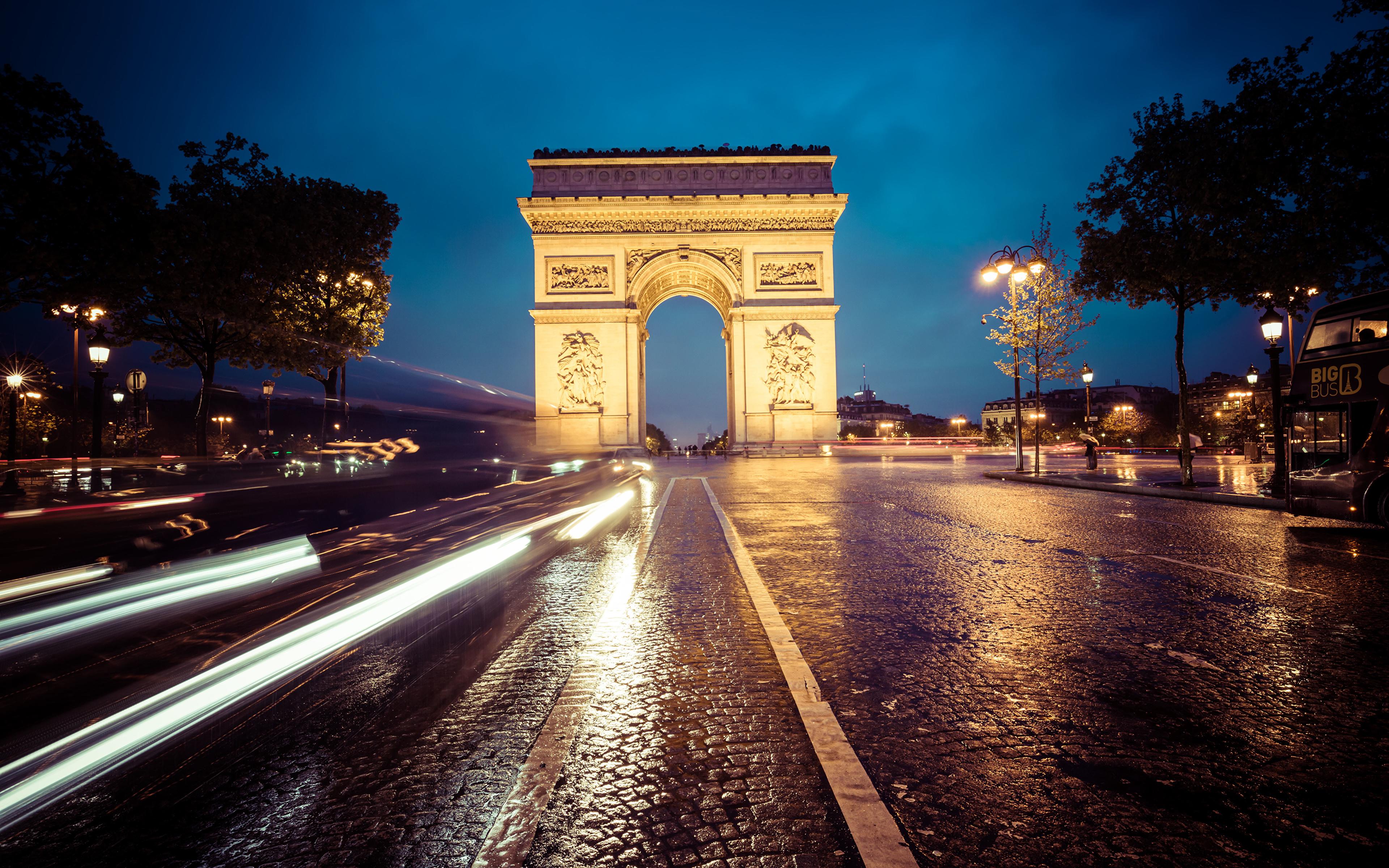 Wallpaper Paris France Arch Arc de Triomphe Roads Motion 3840x2400