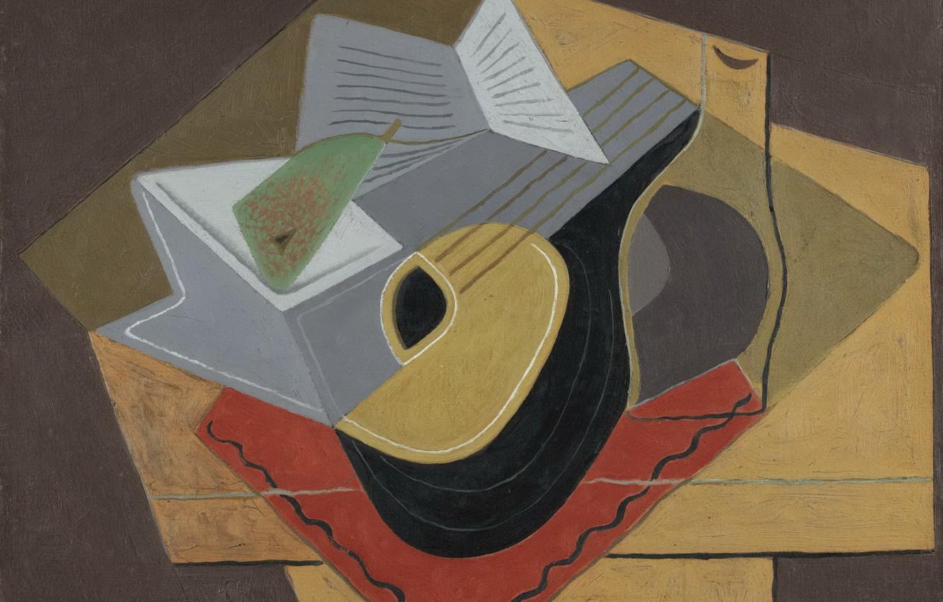 Wallpaper cubism, Juan Gris, Black mandolin image for desktop