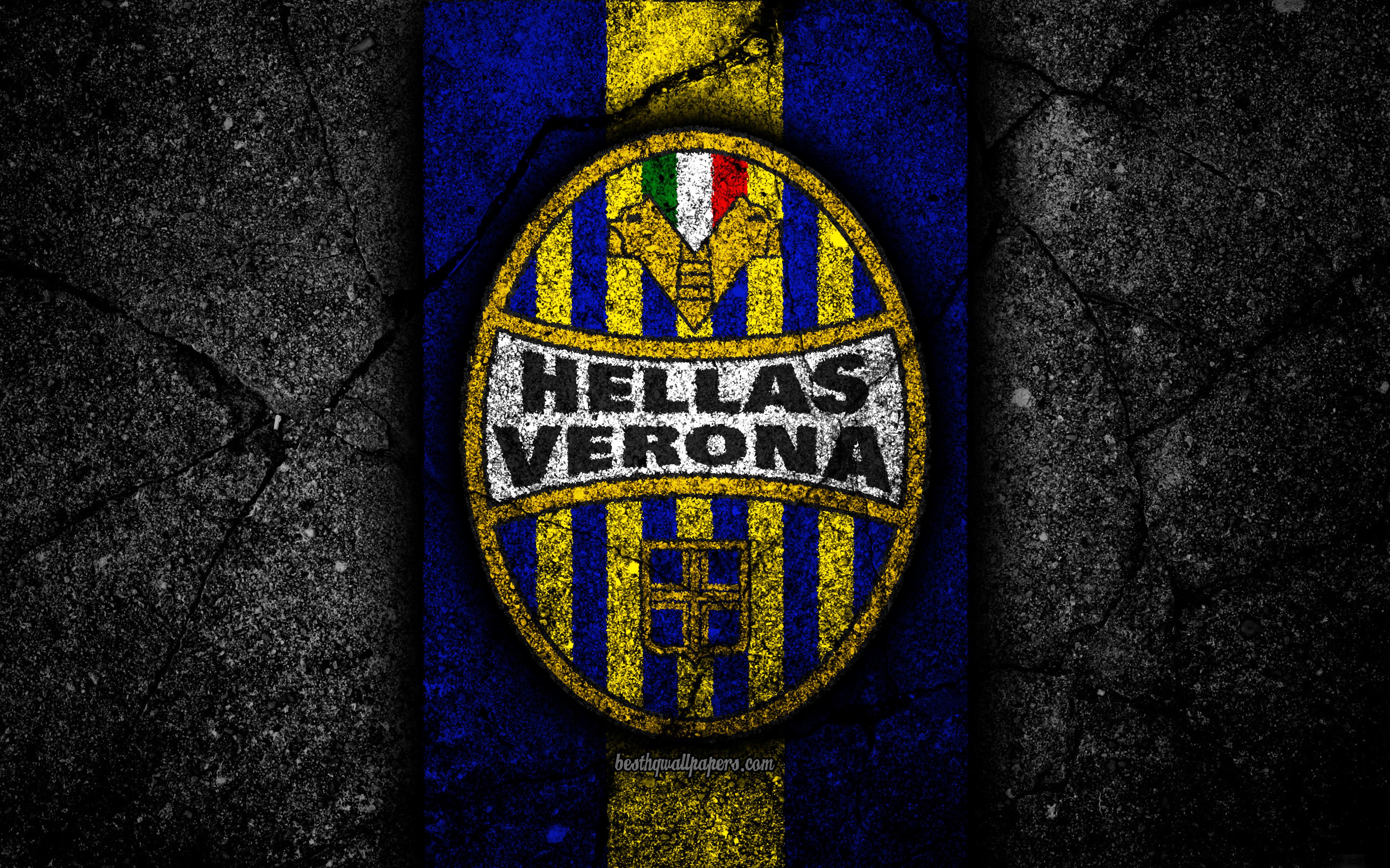 Download wallpaper 4k, Hellas Verona FC, logo, Serie B, football