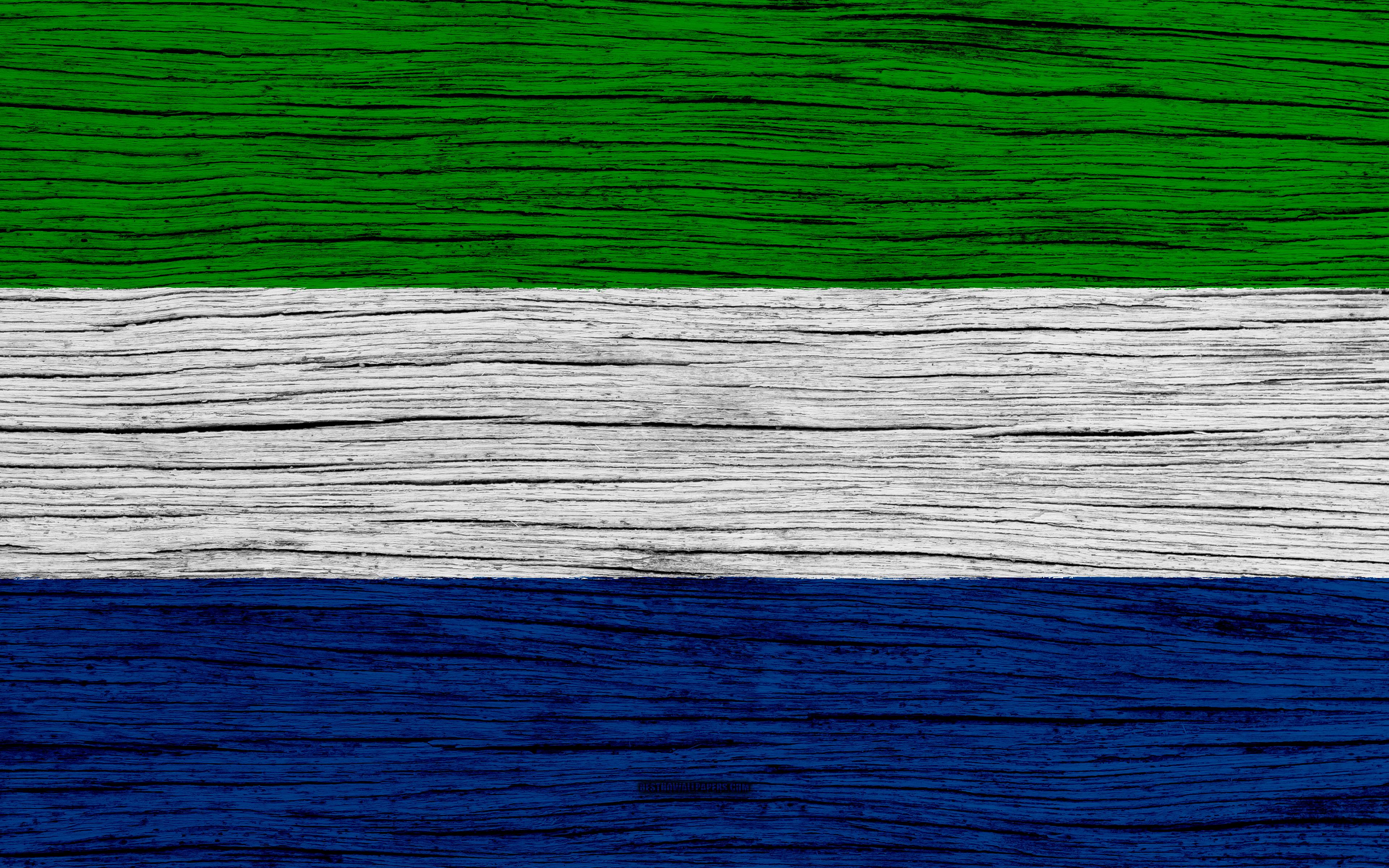 Download wallpaper Flag of Sierra Leone, 4k, Africa, wooden texture