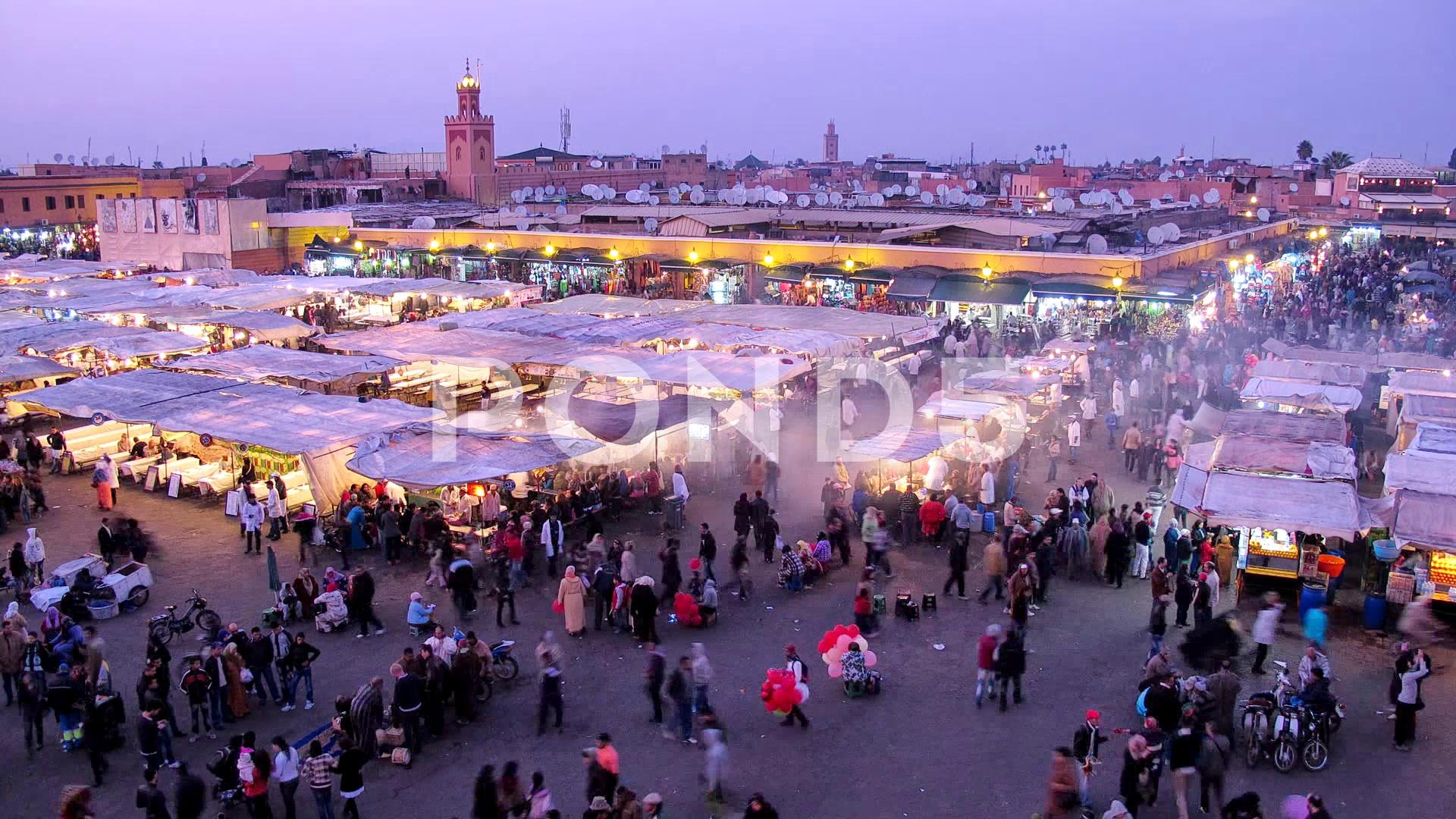 Timelapse On Jemaa El Fnaa Square In Marrakesh During The Sunset