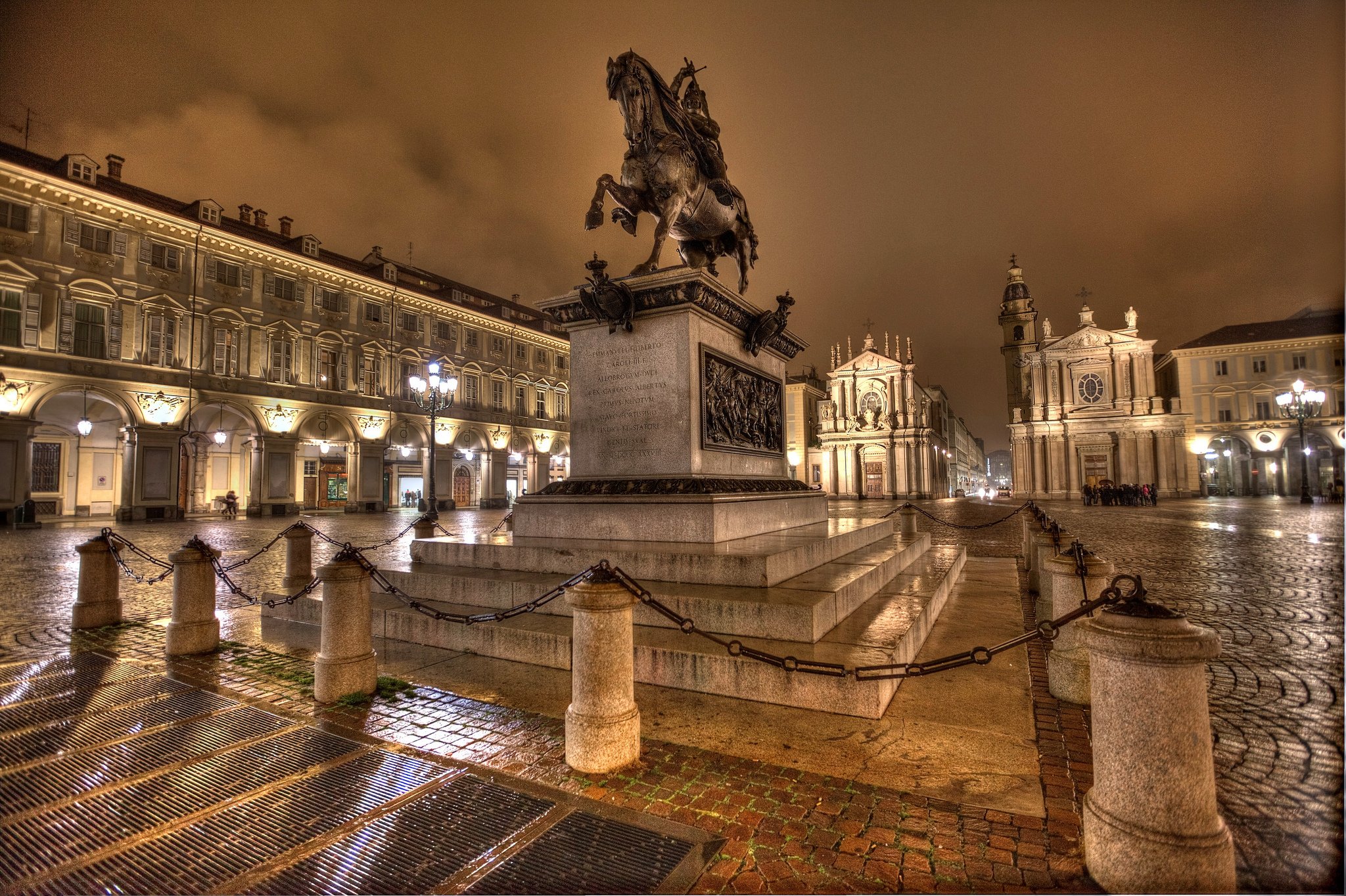 Image Monuments Piazza San Carlo Turin Night Cities 2048x1364