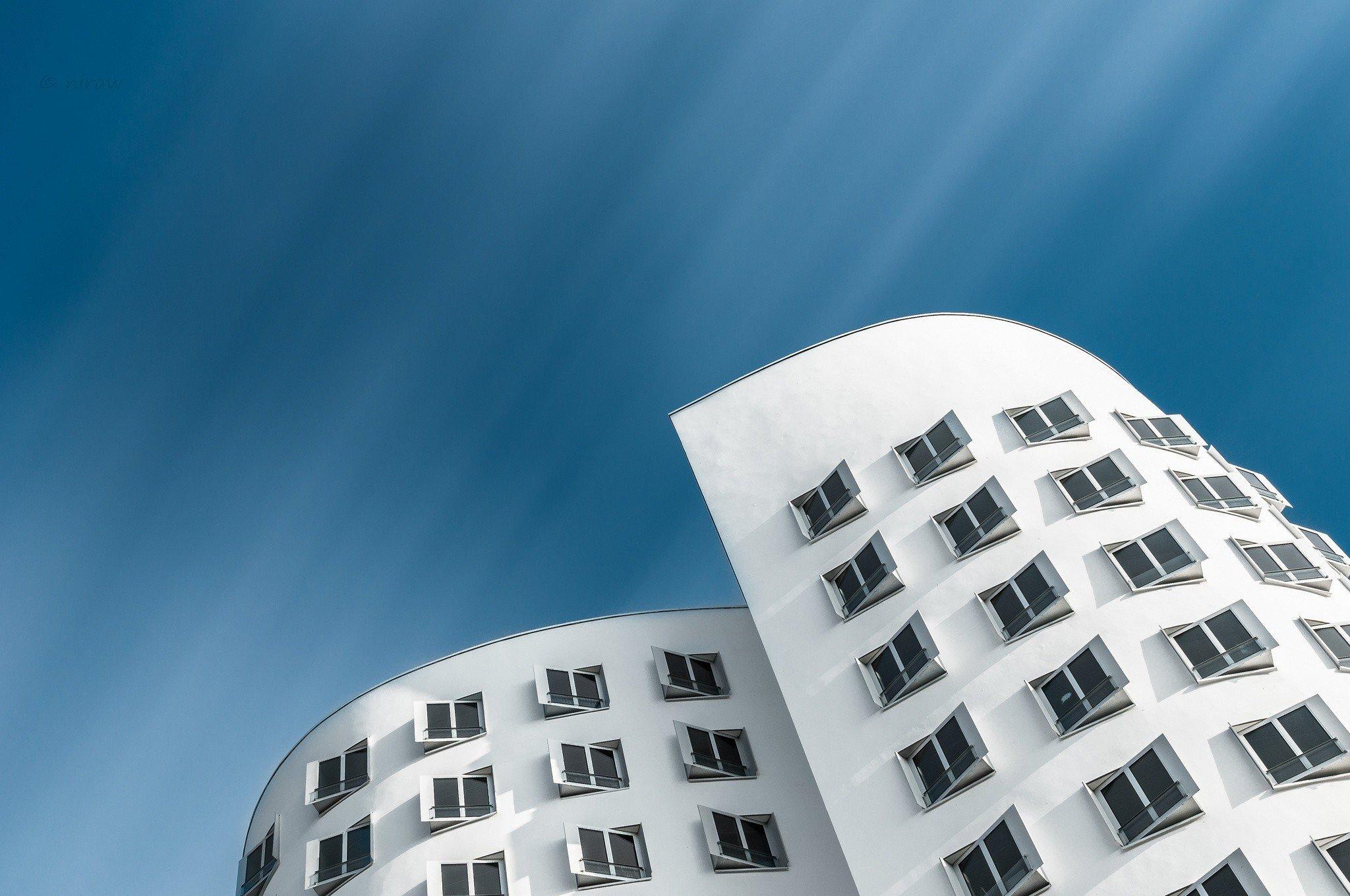 Düsseldorf, Architecture, Germany, Gehry House, Building, Worms eye